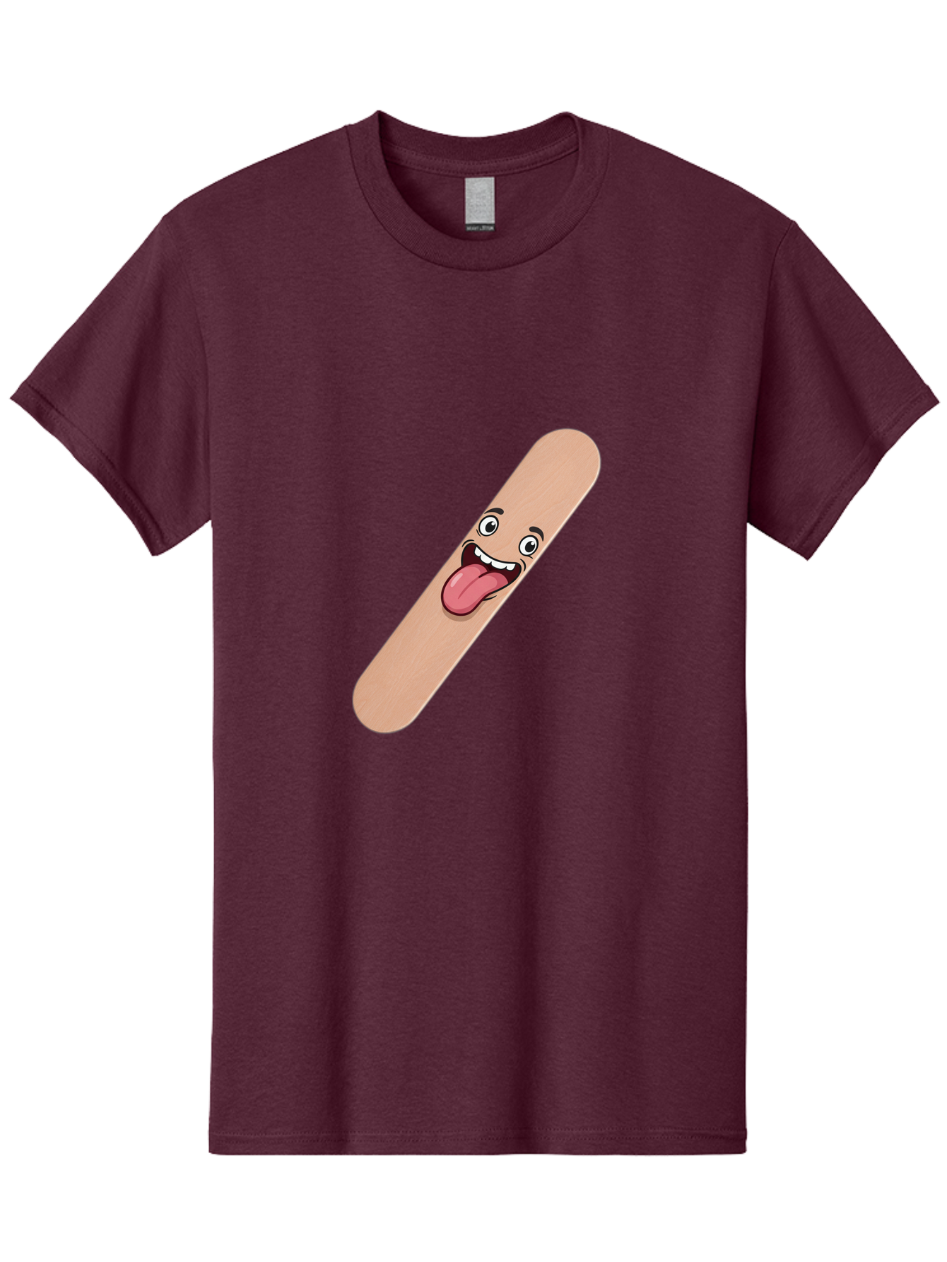Bandage-Stick Men'S Graphic Tee, 100% Cotton, Comfortable Casual Summer Wear, Machine Washable, Cartoon Band-Aid, Funny Facial Expression, Tongue Out, Playful Character, Medical Humor, Quirky Illustration, Humorous Design Baa150 1