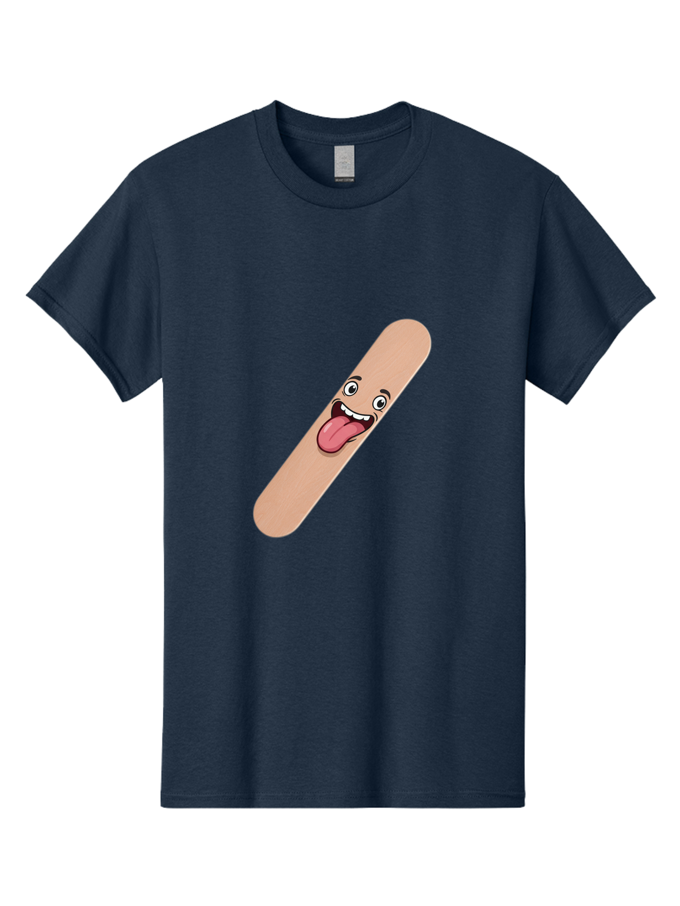 Bandage-Stick Men'S Graphic Tee, 100% Cotton, Comfortable Casual Summer Wear, Machine Washable, Cartoon Band-Aid, Funny Facial Expression, Tongue Out, Playful Character, Medical Humor, Quirky Illustration, Humorous Design Baa150 3