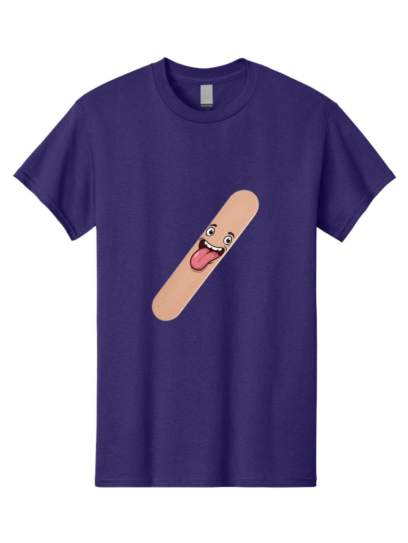 Bandage-Stick Men'S Graphic Tee, 100% Cotton, Comfortable Casual Summer Wear, Machine Washable, Cartoon Band-Aid, Funny Facial Expression, Tongue Out, Playful Character, Medical Humor, Quirky Illustration, Humorous Design Baa150 15