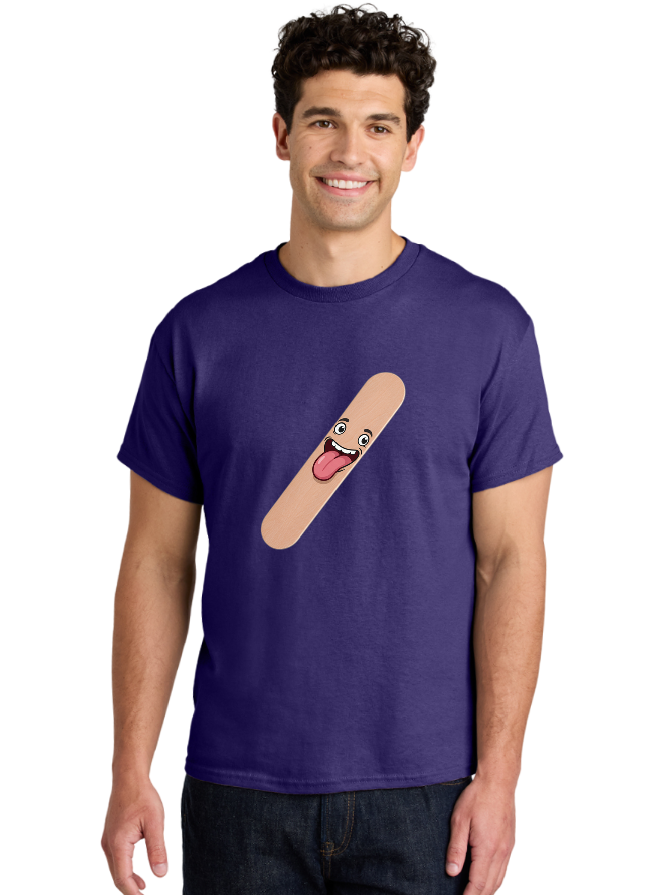 Bandage-Stick Men'S Graphic Tee, 100% Cotton, Comfortable Casual Summer Wear, Machine Washable, Cartoon Band-Aid, Funny Facial Expression, Tongue Out, Playful Character, Medical Humor, Quirky Illustration, Humorous Design Baa150 16