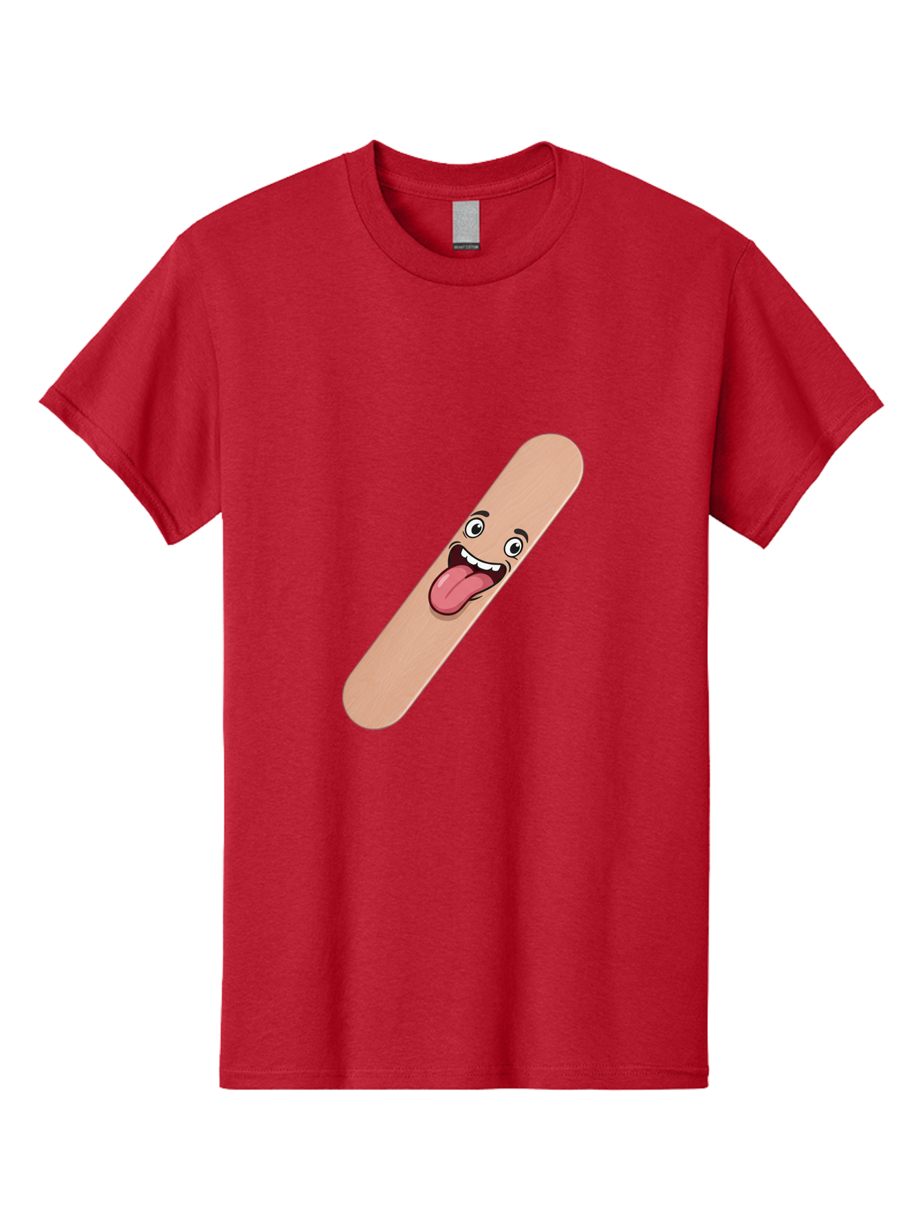 Bandage-Stick Men'S Graphic Tee, 100% Cotton, Comfortable Casual Summer Wear, Machine Washable, Cartoon Band-Aid, Funny Facial Expression, Tongue Out, Playful Character, Medical Humor, Quirky Illustration, Humorous Design Baa150 5