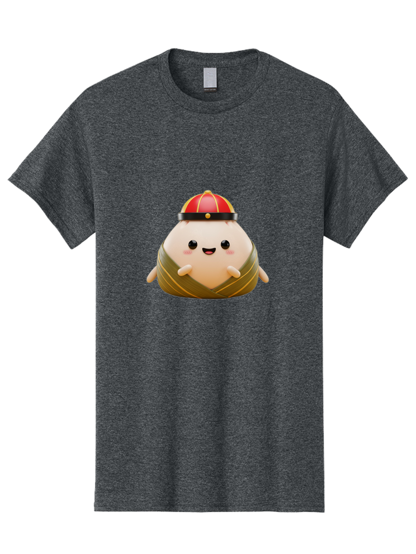 Baozi Men'S Graphic Tee, 100% Cotton, Comfortable Casual Summer Wear, Machine Washable, Cartoon Zongzi, Chinese Rice Dumpling, Traditional Food, Kawaii Character, Red Hat, Joyful Expression, Cute Illustration, Kawaii Art, Festive Food, Baa152 15