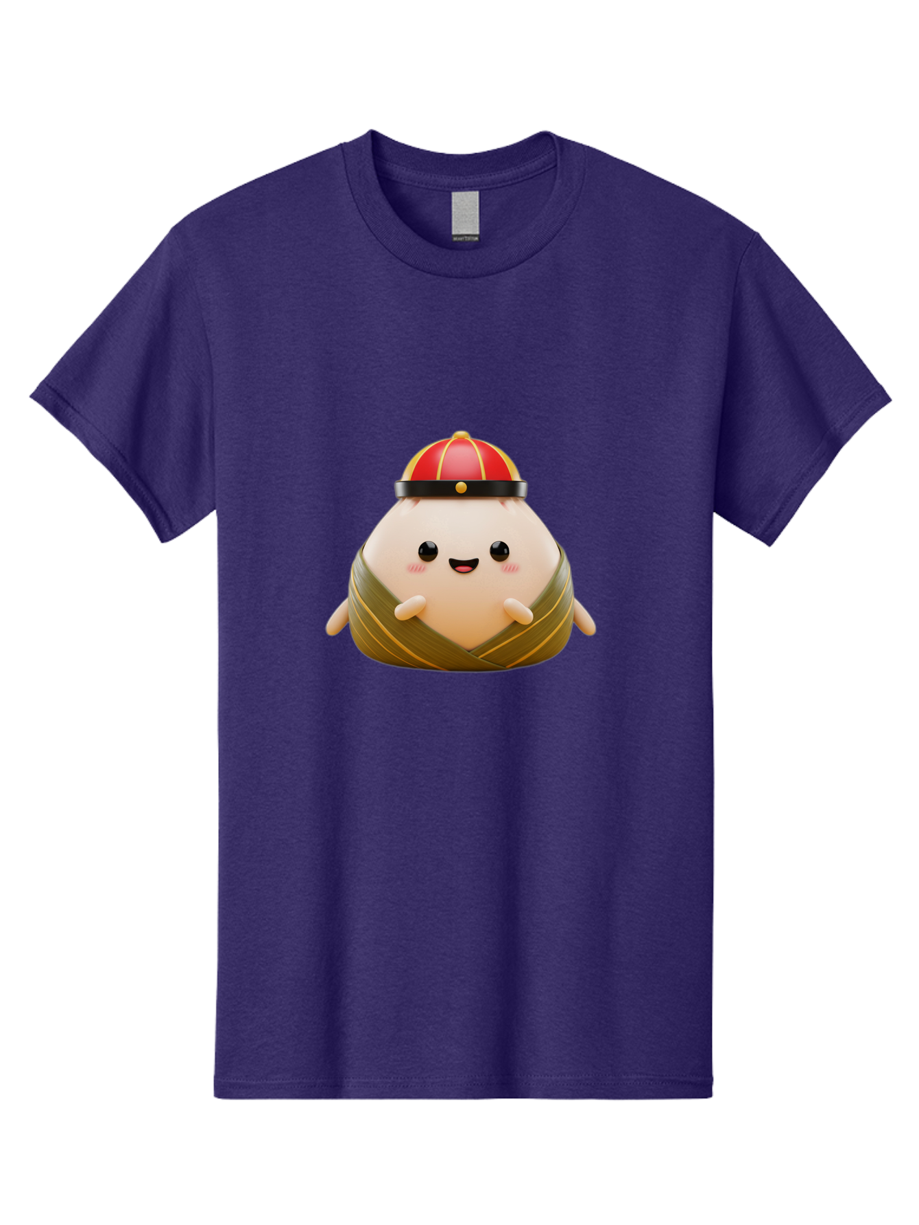 Baozi Men'S Graphic Tee, 100% Cotton, Comfortable Casual Summer Wear, Machine Washable, Cartoon Zongzi, Chinese Rice Dumpling, Traditional Food, Kawaii Character, Red Hat, Joyful Expression, Cute Illustration, Kawaii Art, Festive Food, Baa152 29