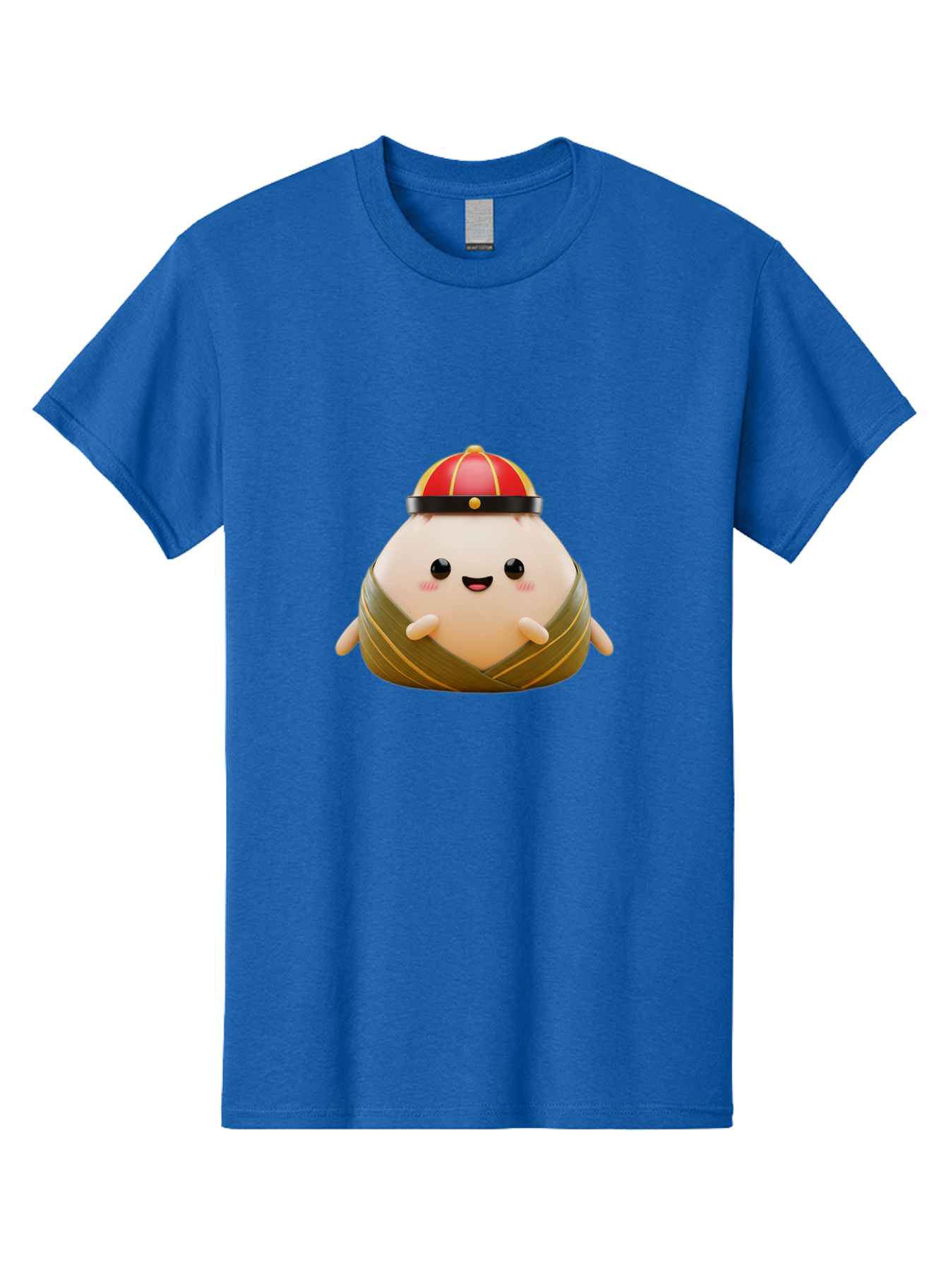 Baozi Men'S Graphic Tee, 100% Cotton, Comfortable Casual Summer Wear, Machine Washable, Cartoon Zongzi, Chinese Rice Dumpling, Traditional Food, Kawaii Character, Red Hat, Joyful Expression, Cute Illustration, Kawaii Art, Festive Food, Baa152 11