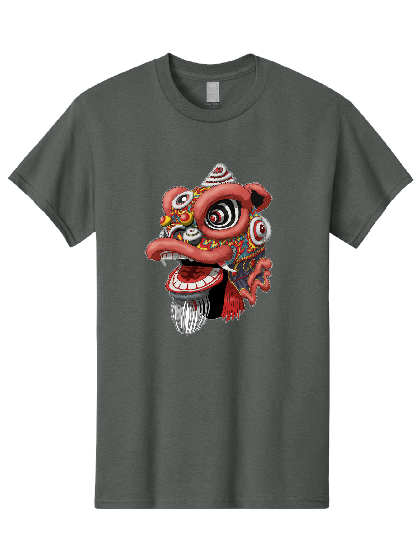 Barong-Mask Men'S Graphic Tee, 100% Cotton, Comfortable Casual Summer Wear, Machine Washable, Balinese Barong Mask, Barong Dance, Traditional Mask, Cultural Heritage, Mythological Creature, Vibrant Colors, Intricate Designs, Sharp Teeth, Baa154 25