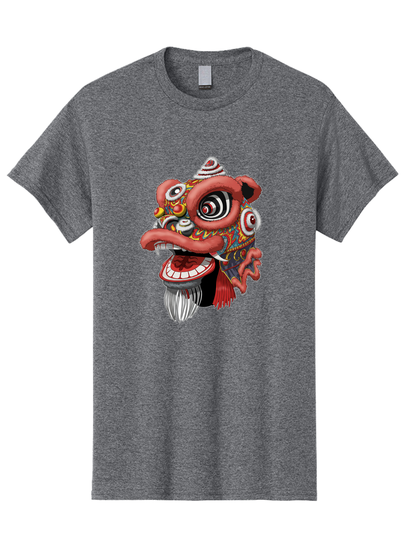 Barong-Mask Men'S Graphic Tee, 100% Cotton, Comfortable Casual Summer Wear, Machine Washable, Balinese Barong Mask, Barong Dance, Traditional Mask, Cultural Heritage, Mythological Creature, Vibrant Colors, Intricate Designs, Sharp Teeth, Baa154 3
