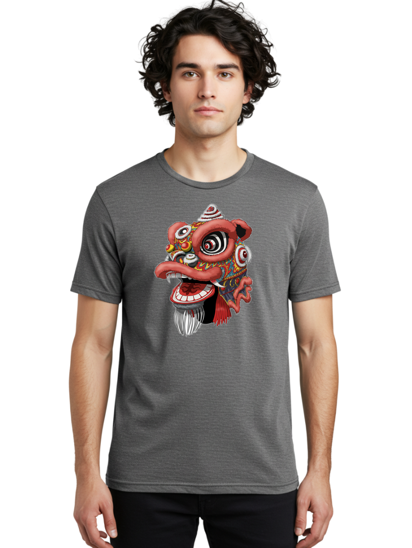 Barong-Mask Men'S Graphic Tee, 100% Cotton, Comfortable Casual Summer Wear, Machine Washable, Balinese Barong Mask, Barong Dance, Traditional Mask, Cultural Heritage, Mythological Creature, Vibrant Colors, Intricate Designs, Sharp Teeth, Baa154 4