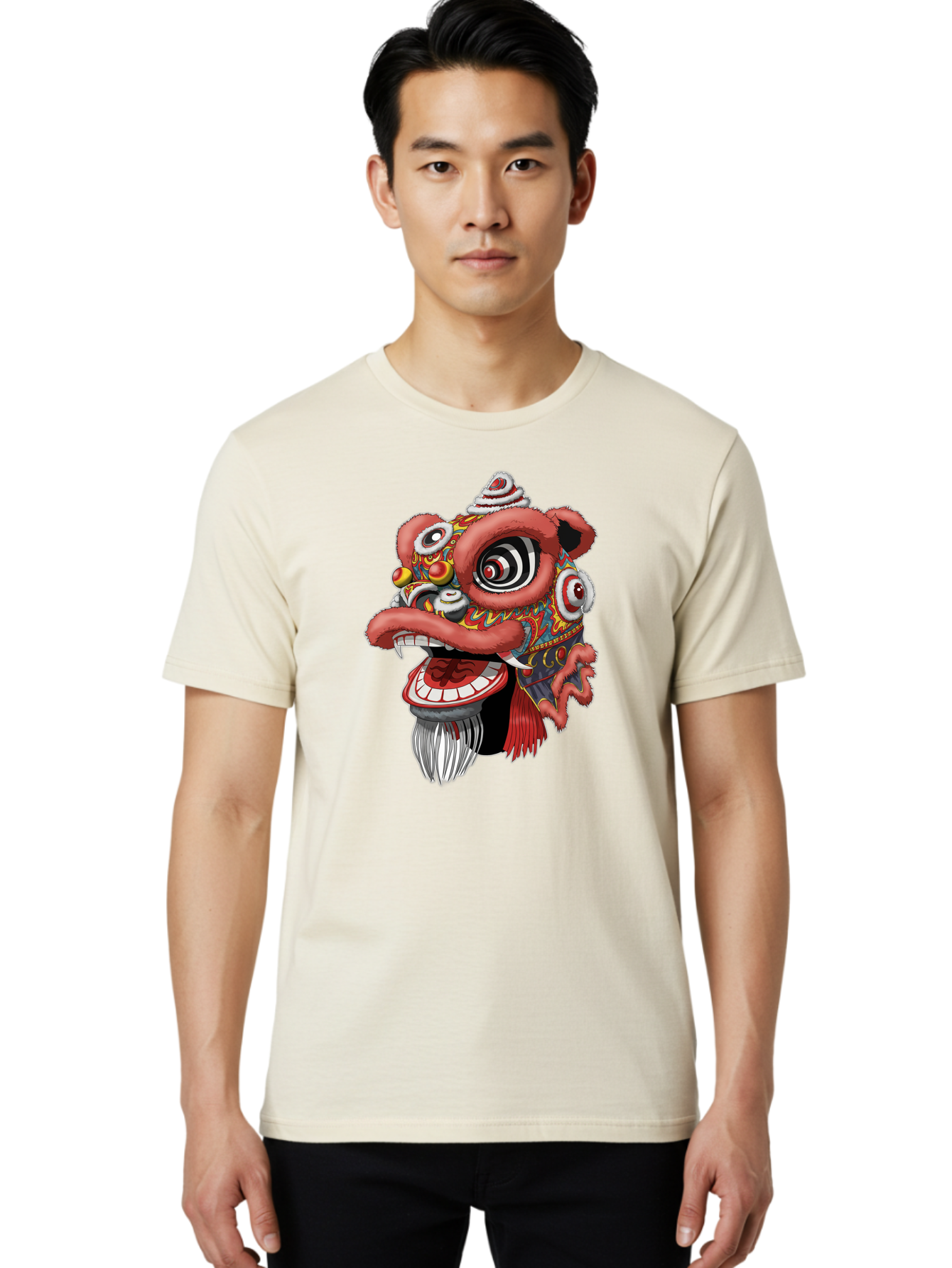 Barong-Mask Men'S Graphic Tee, 100% Cotton, Comfortable Casual Summer Wear, Machine Washable, Balinese Barong Mask, Barong Dance, Traditional Mask, Cultural Heritage, Mythological Creature, Vibrant Colors, Intricate Designs, Sharp Teeth, Baa154 10