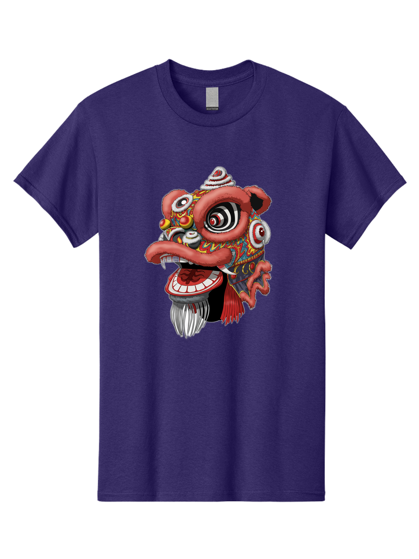 Barong-Mask Men'S Graphic Tee, 100% Cotton, Comfortable Casual Summer Wear, Machine Washable, Balinese Barong Mask, Barong Dance, Traditional Mask, Cultural Heritage, Mythological Creature, Vibrant Colors, Intricate Designs, Sharp Teeth, Baa154 7