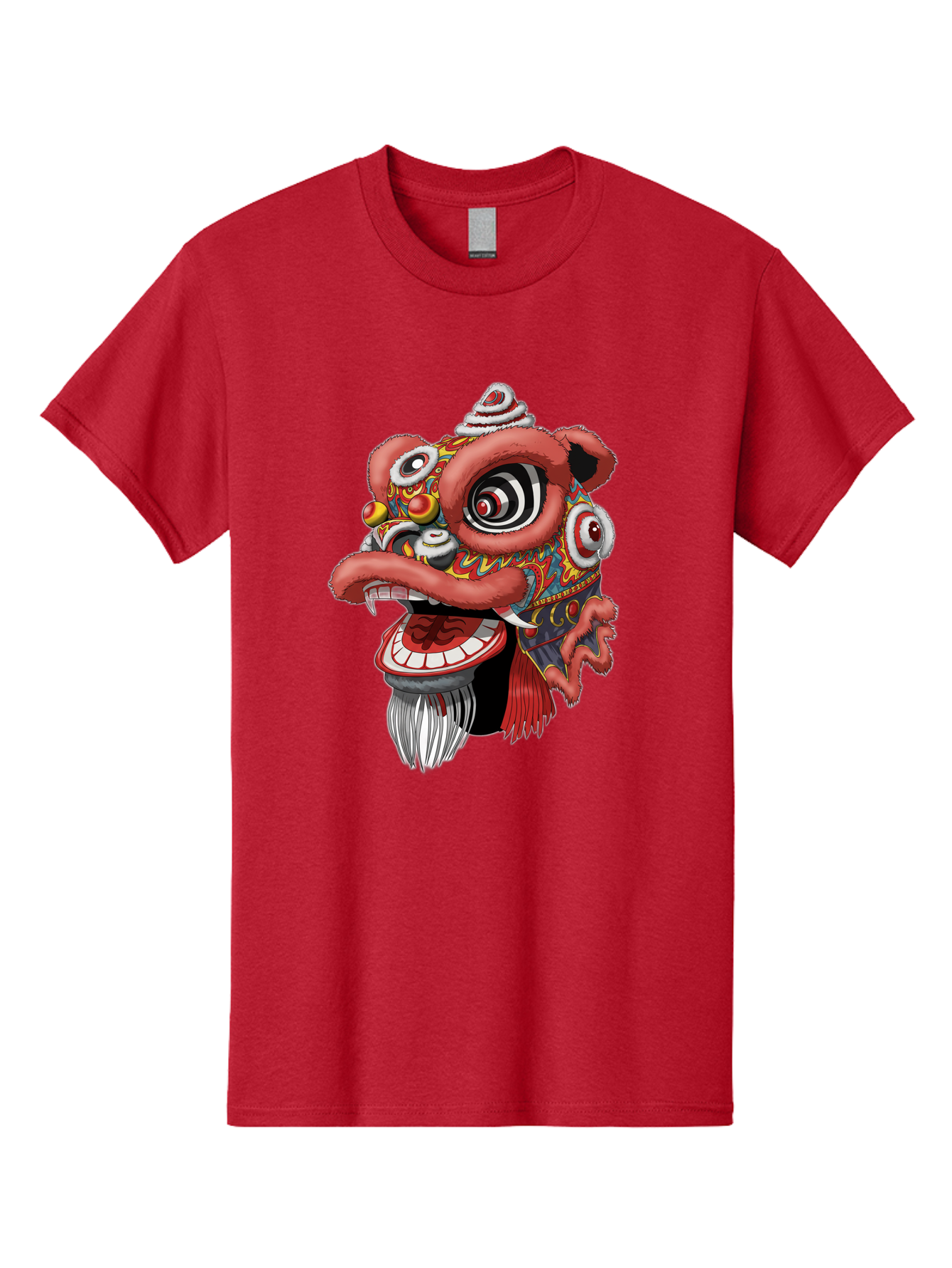 Barong-Mask Men'S Graphic Tee, 100% Cotton, Comfortable Casual Summer Wear, Machine Washable, Balinese Barong Mask, Barong Dance, Traditional Mask, Cultural Heritage, Mythological Creature, Vibrant Colors, Intricate Designs, Sharp Teeth, Baa154 23