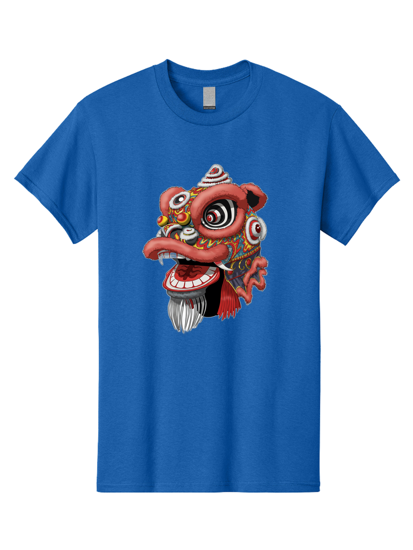 Barong-Mask Men'S Graphic Tee, 100% Cotton, Comfortable Casual Summer Wear, Machine Washable, Balinese Barong Mask, Barong Dance, Traditional Mask, Cultural Heritage, Mythological Creature, Vibrant Colors, Intricate Designs, Sharp Teeth, Baa154 15