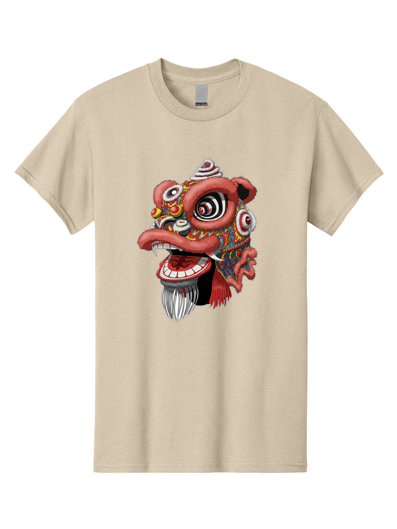 Barong-Mask Men'S Graphic Tee, 100% Cotton, Comfortable Casual Summer Wear, Machine Washable, Balinese Barong Mask, Barong Dance, Traditional Mask, Cultural Heritage, Mythological Creature, Vibrant Colors, Intricate Designs, Sharp Teeth, Baa154 21