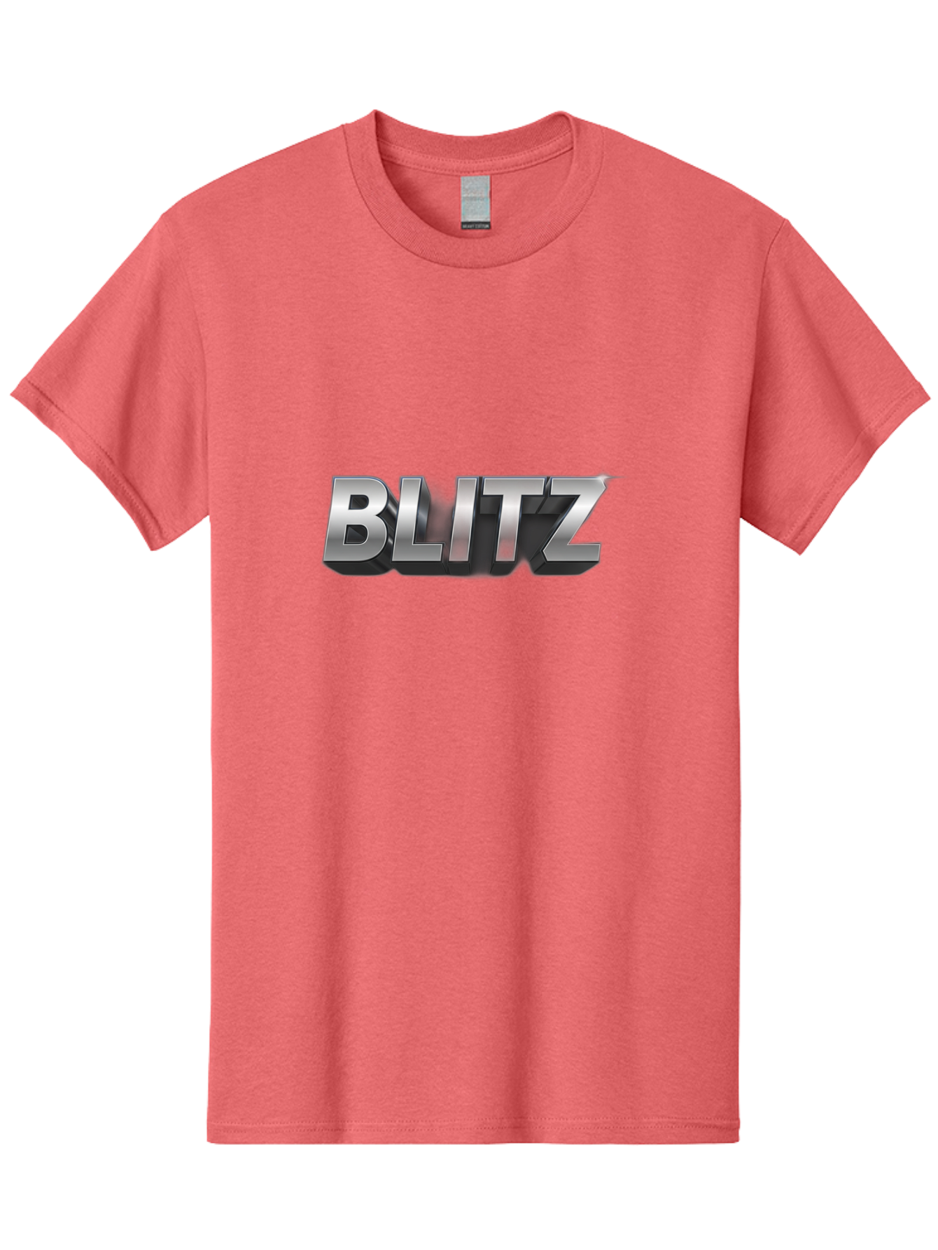 Blitz Men'S Graphic Tee, 100% Cotton, Comfortable Casual Summer Wear, Machine Washable, Silver Metallic Text, 3D Effect, High Energy, Bold Typography, Modern Design, Intense, Dynamic, Futuristic Style Baa168 1