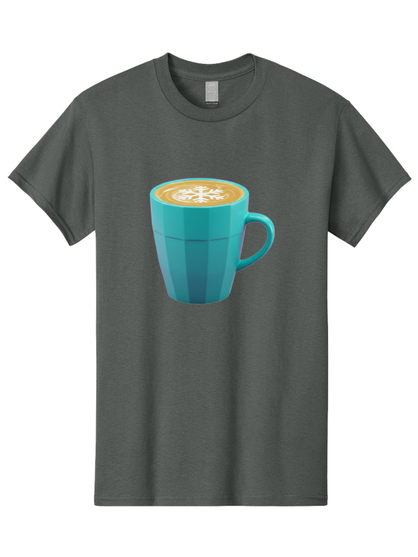 Blue-Coffee-Mug Men'S Graphic Tee, 100% Cotton, Comfortable Casual Summer Wear, Machine Washable, Coffee Cup, Blue Mug, Latte Art, Snowflake Design, Coffee Drink, Morning Coffee, Caffeine Boost, Beverage, Coffee Culture, Winter Theme Baa170 23