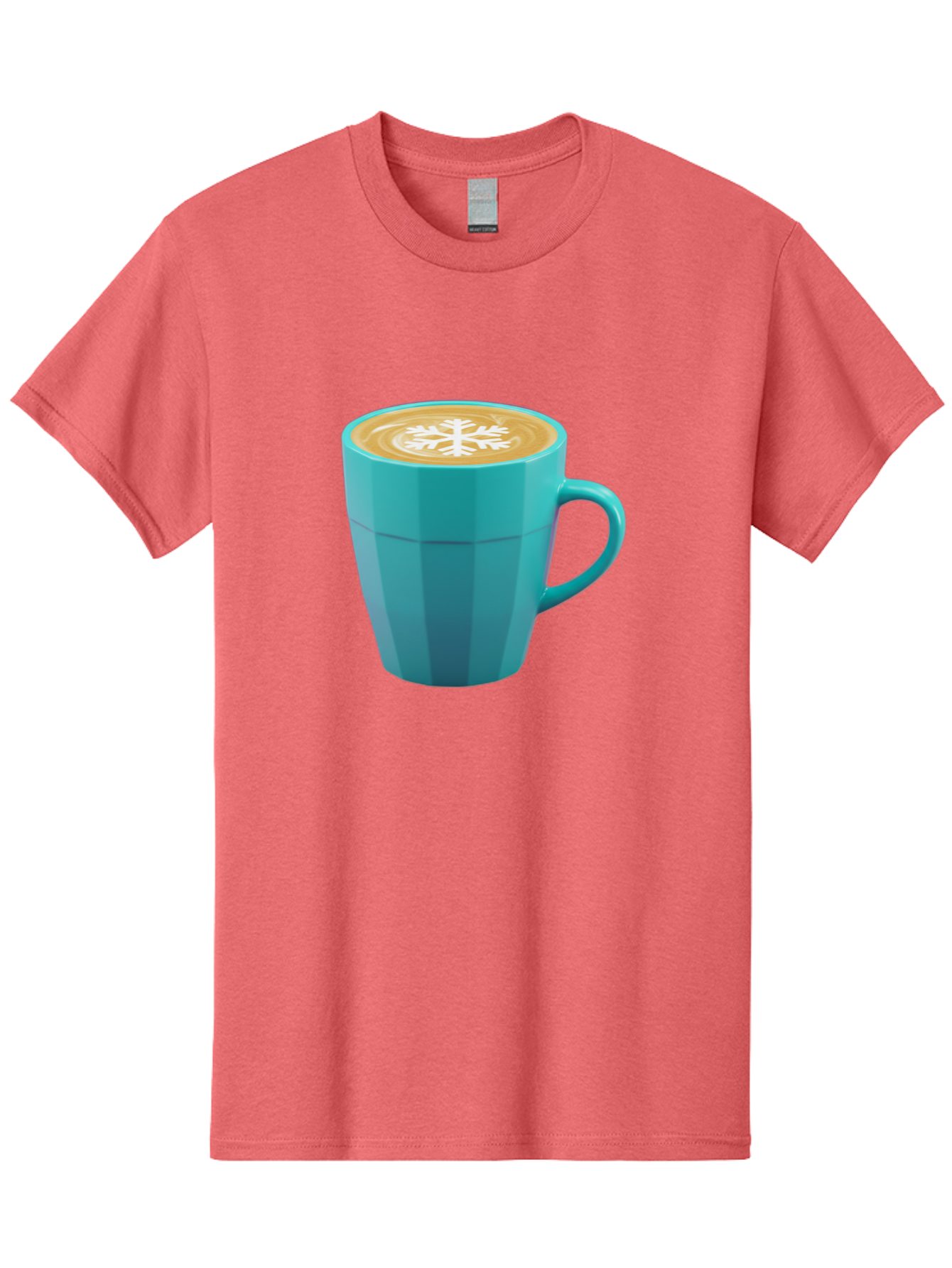 Blue-Coffee-Mug Men'S Graphic Tee, 100% Cotton, Comfortable Casual Summer Wear, Machine Washable, Coffee Cup, Blue Mug, Latte Art, Snowflake Design, Coffee Drink, Morning Coffee, Caffeine Boost, Beverage, Coffee Culture, Winter Theme Baa170 19