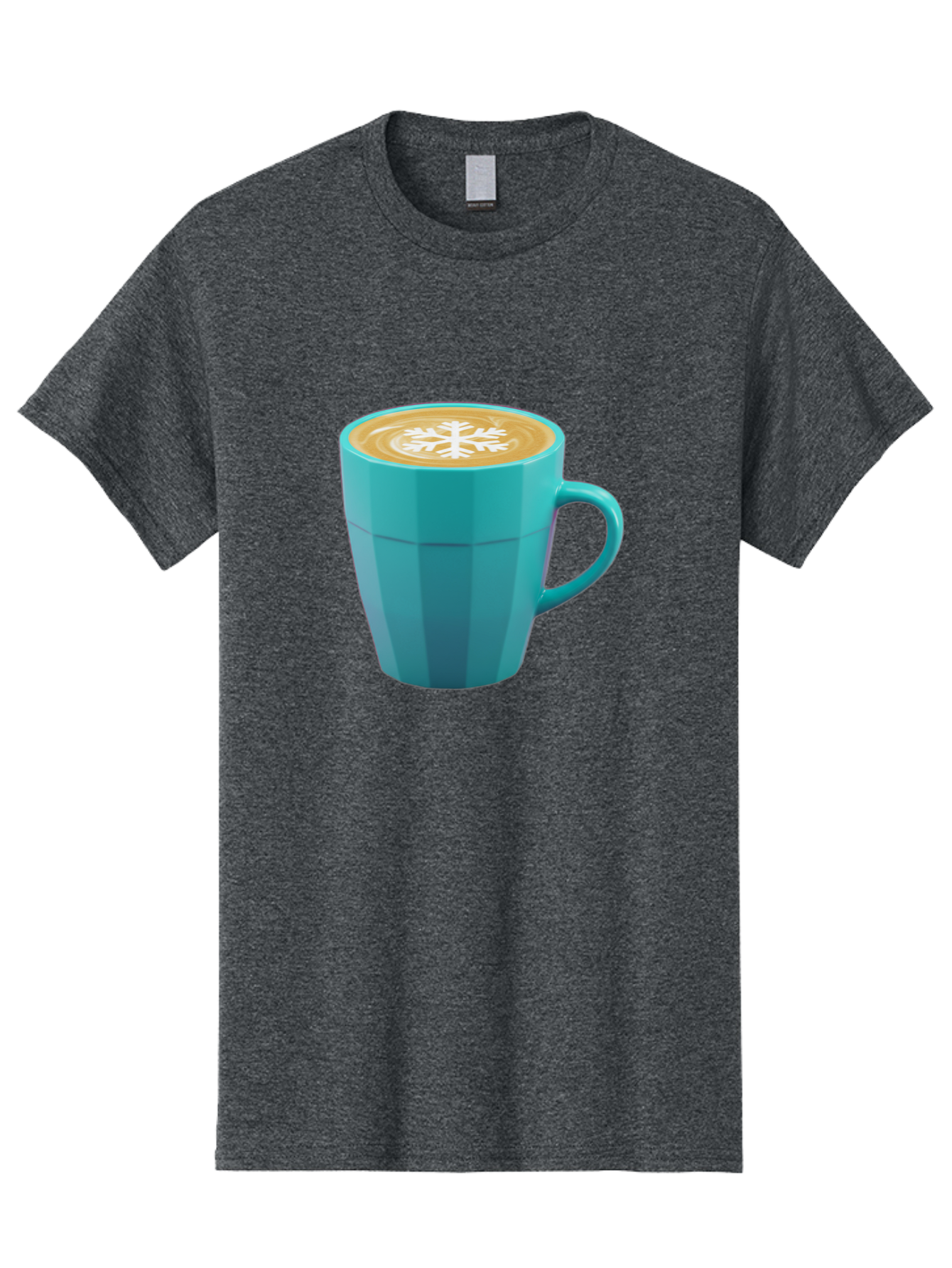 Blue-Coffee-Mug Men'S Graphic Tee, 100% Cotton, Comfortable Casual Summer Wear, Machine Washable, Coffee Cup, Blue Mug, Latte Art, Snowflake Design, Coffee Drink, Morning Coffee, Caffeine Boost, Beverage, Coffee Culture, Winter Theme Baa170 17