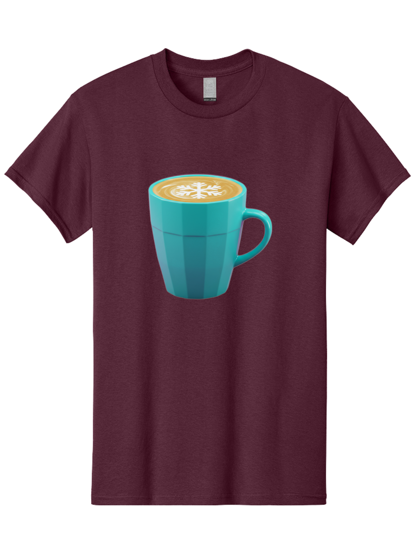 Blue-Coffee-Mug Men'S Graphic Tee, 100% Cotton, Comfortable Casual Summer Wear, Machine Washable, Coffee Cup, Blue Mug, Latte Art, Snowflake Design, Coffee Drink, Morning Coffee, Caffeine Boost, Beverage, Coffee Culture, Winter Theme Baa170 21