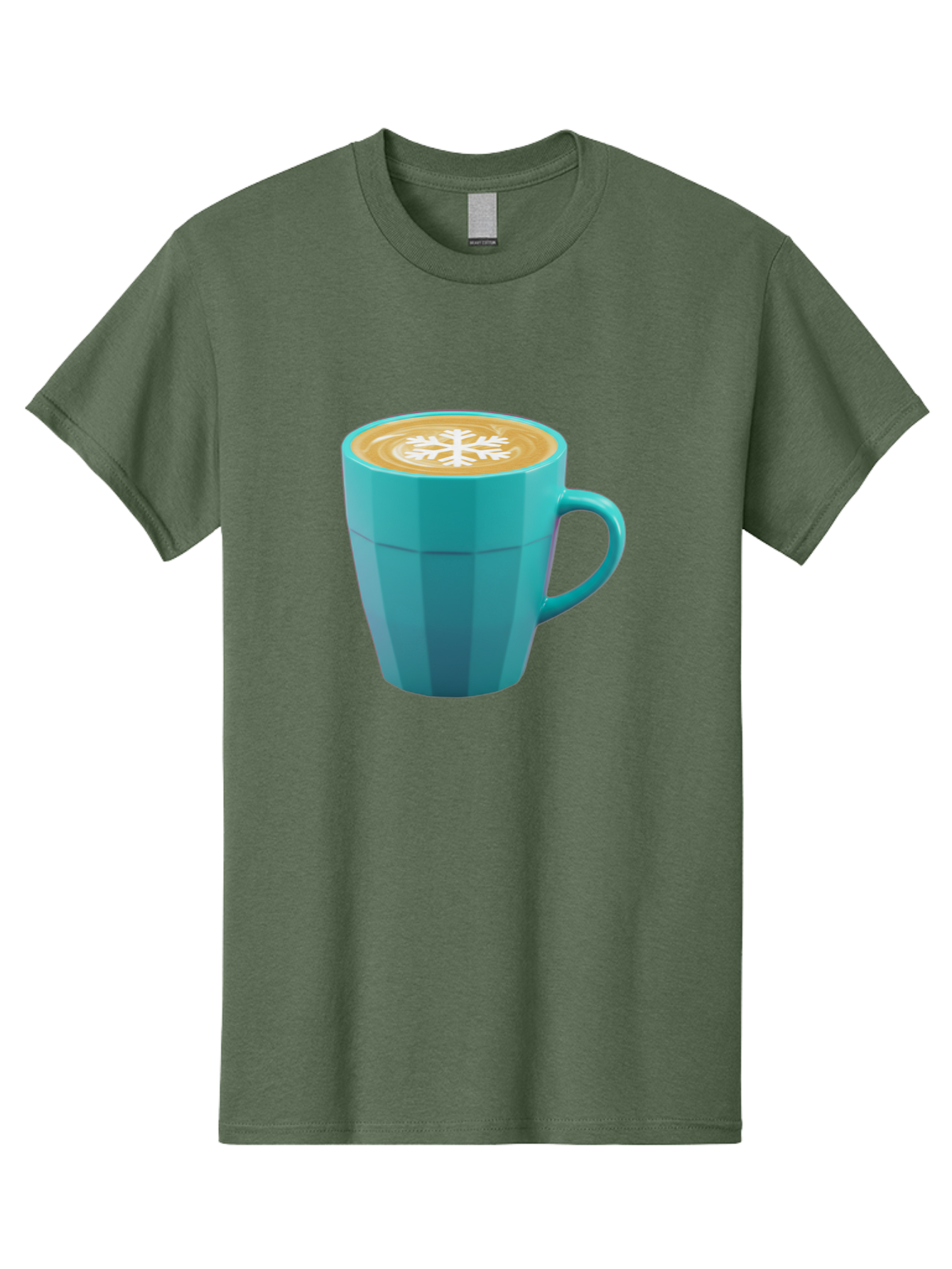 Blue-Coffee-Mug Men'S Graphic Tee, 100% Cotton, Comfortable Casual Summer Wear, Machine Washable, Coffee Cup, Blue Mug, Latte Art, Snowflake Design, Coffee Drink, Morning Coffee, Caffeine Boost, Beverage, Coffee Culture, Winter Theme Baa170 5