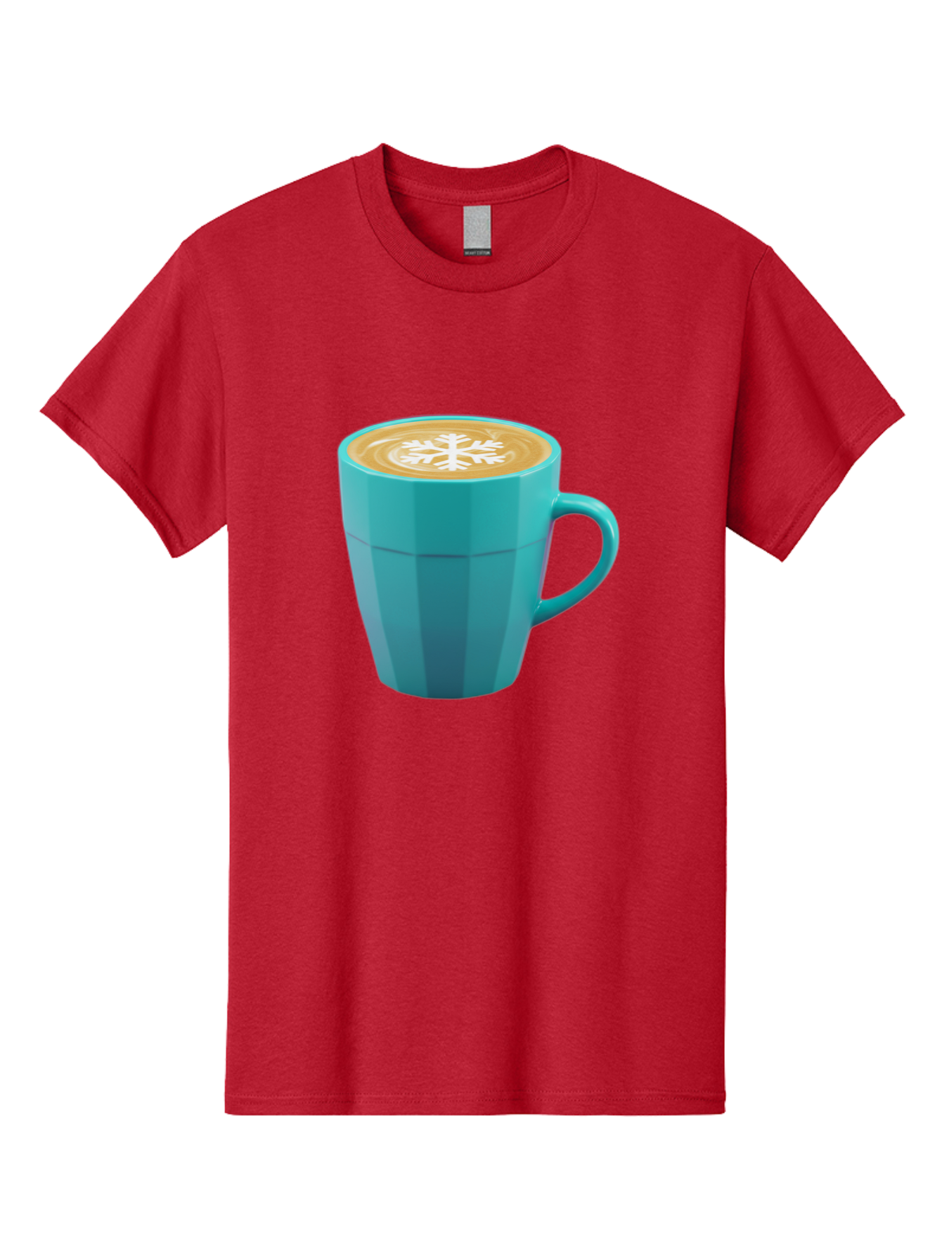 Blue-Coffee-Mug Men'S Graphic Tee, 100% Cotton, Comfortable Casual Summer Wear, Machine Washable, Coffee Cup, Blue Mug, Latte Art, Snowflake Design, Coffee Drink, Morning Coffee, Caffeine Boost, Beverage, Coffee Culture, Winter Theme Baa170 29