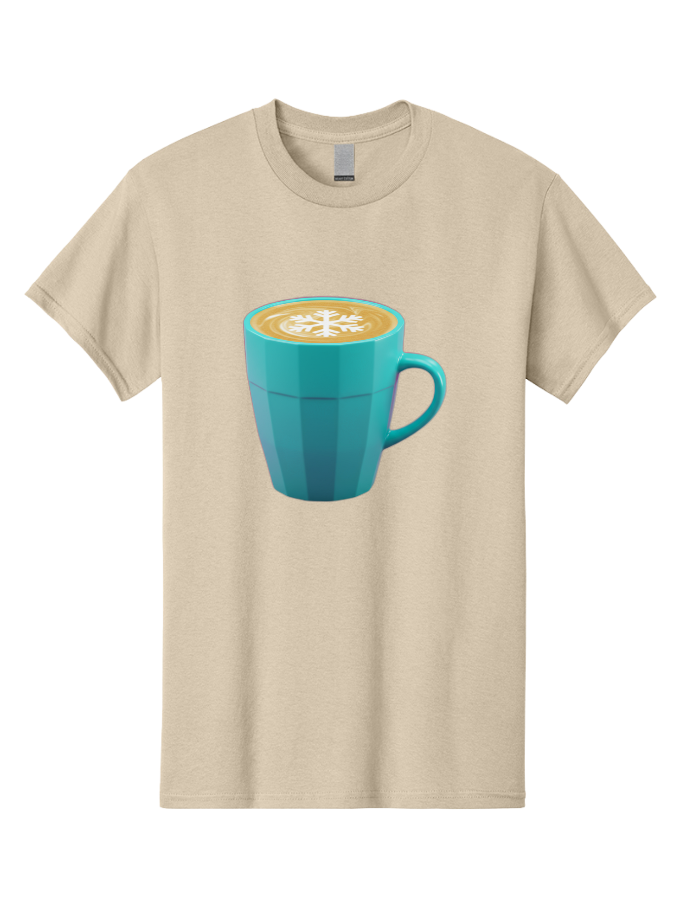Blue-Coffee-Mug Men'S Graphic Tee, 100% Cotton, Comfortable Casual Summer Wear, Machine Washable, Coffee Cup, Blue Mug, Latte Art, Snowflake Design, Coffee Drink, Morning Coffee, Caffeine Boost, Beverage, Coffee Culture, Winter Theme Baa170 15