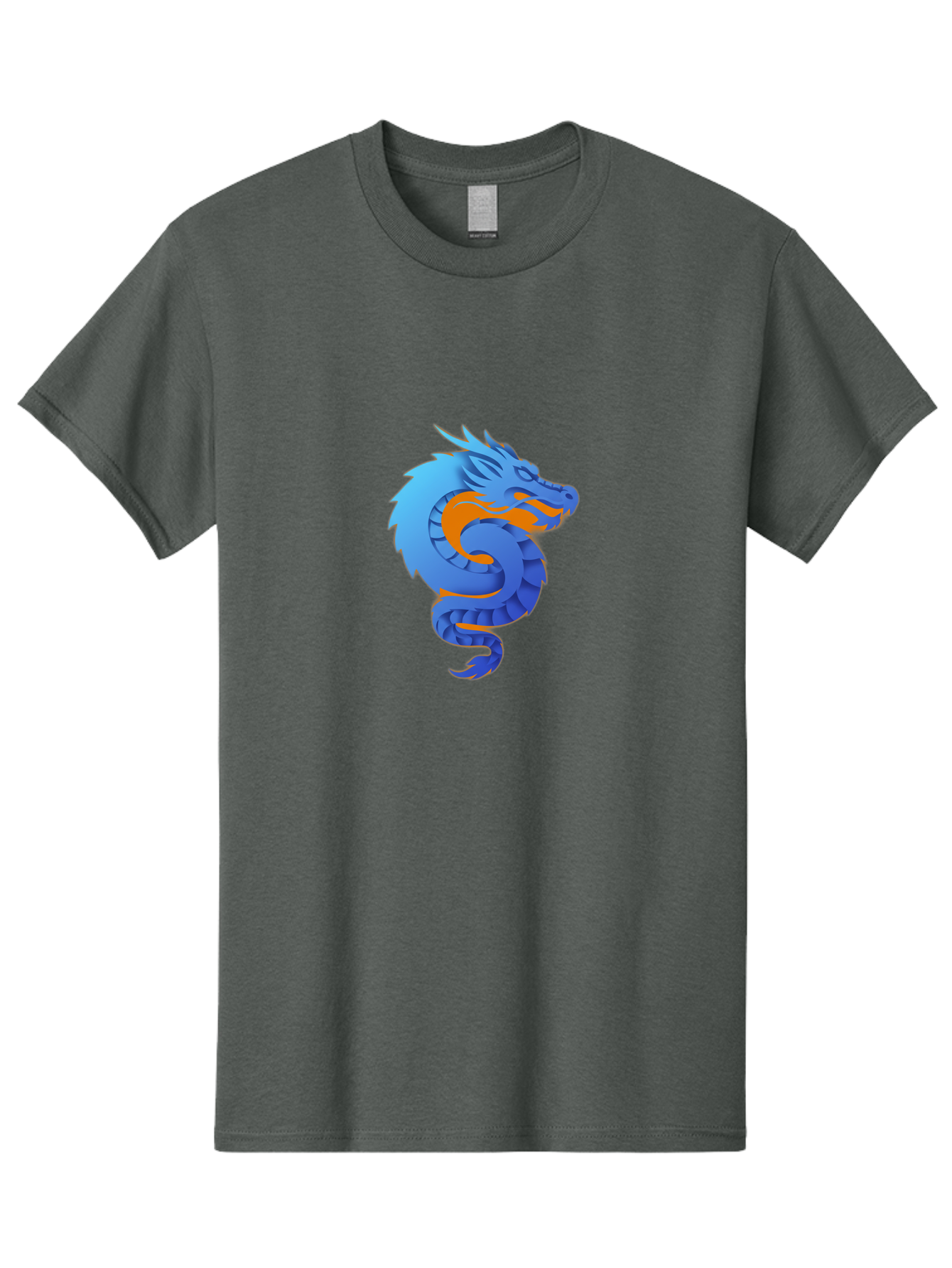 Blue-Dragon Men'S Graphic Tee, 100% Cotton, Comfortable Casual Summer Wear, Machine Washable, Blue Dragon, Orange Flames, Mythical Creature, Fantasy Art, Cartoon Illustration, Digital Graphics, Dragon Design, Logo Concept Baa173 19