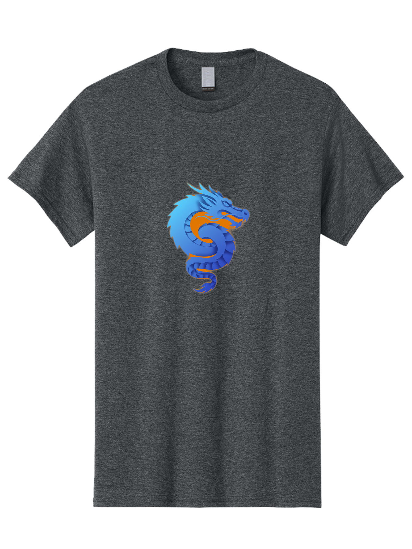 Blue-Dragon Men'S Graphic Tee, 100% Cotton, Comfortable Casual Summer Wear, Machine Washable, Blue Dragon, Orange Flames, Mythical Creature, Fantasy Art, Cartoon Illustration, Digital Graphics, Dragon Design, Logo Concept Baa173 1