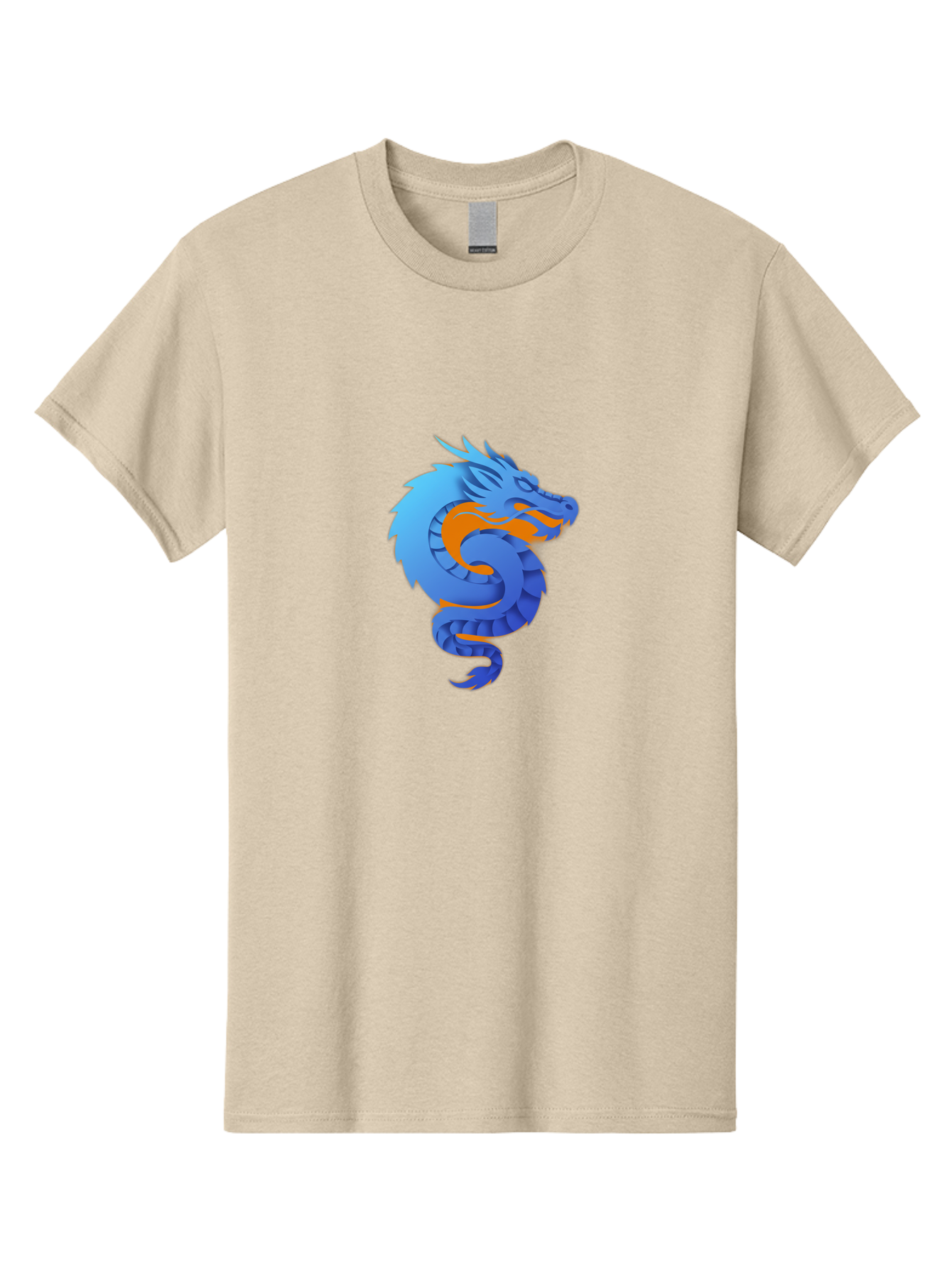 Blue-Dragon Men'S Graphic Tee, 100% Cotton, Comfortable Casual Summer Wear, Machine Washable, Blue Dragon, Orange Flames, Mythical Creature, Fantasy Art, Cartoon Illustration, Digital Graphics, Dragon Design, Logo Concept Baa173 17