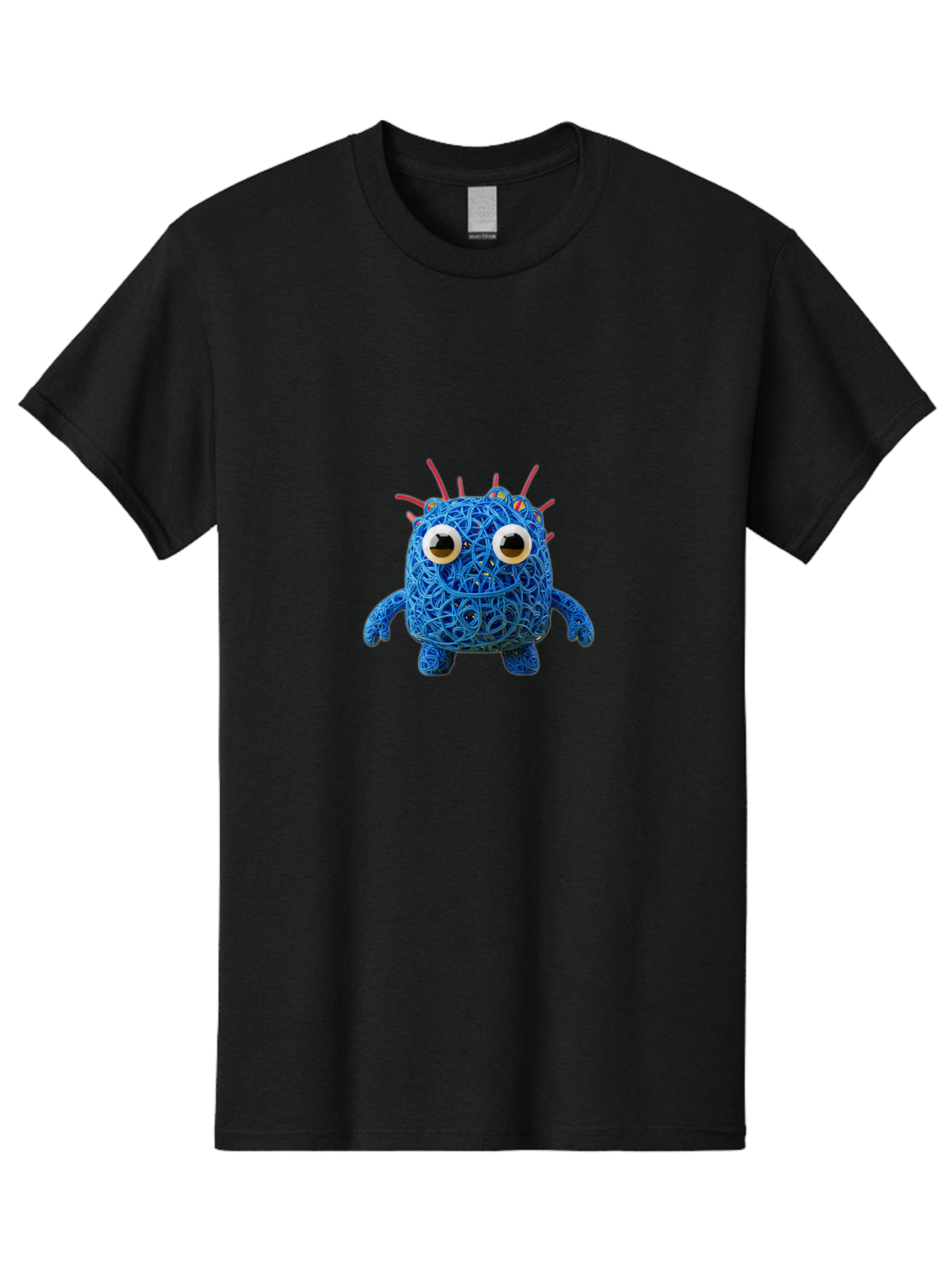 Blue-Germ Men'S Graphic Tee, 100% Cotton, Comfortable Casual Summer Wear, Machine Washable, Blue Virus Character, Cartoon Virus, Quirky Design, Oversized Eyes, Comical Creature, Abstract Virus Representation, Funny Art, Playful Germ Baa174 27