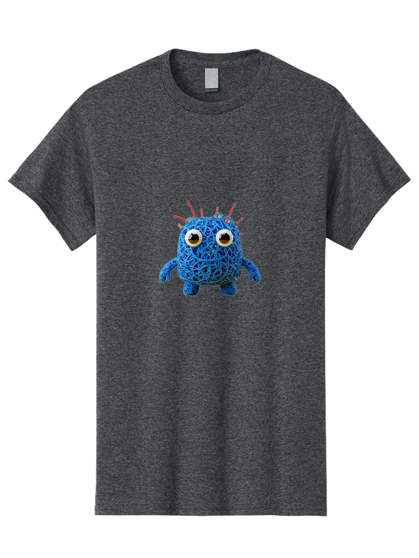 Blue-Germ Men'S Graphic Tee, 100% Cotton, Comfortable Casual Summer Wear, Machine Washable, Blue Virus Character, Cartoon Virus, Quirky Design, Oversized Eyes, Comical Creature, Abstract Virus Representation, Funny Art, Playful Germ Baa174 1
