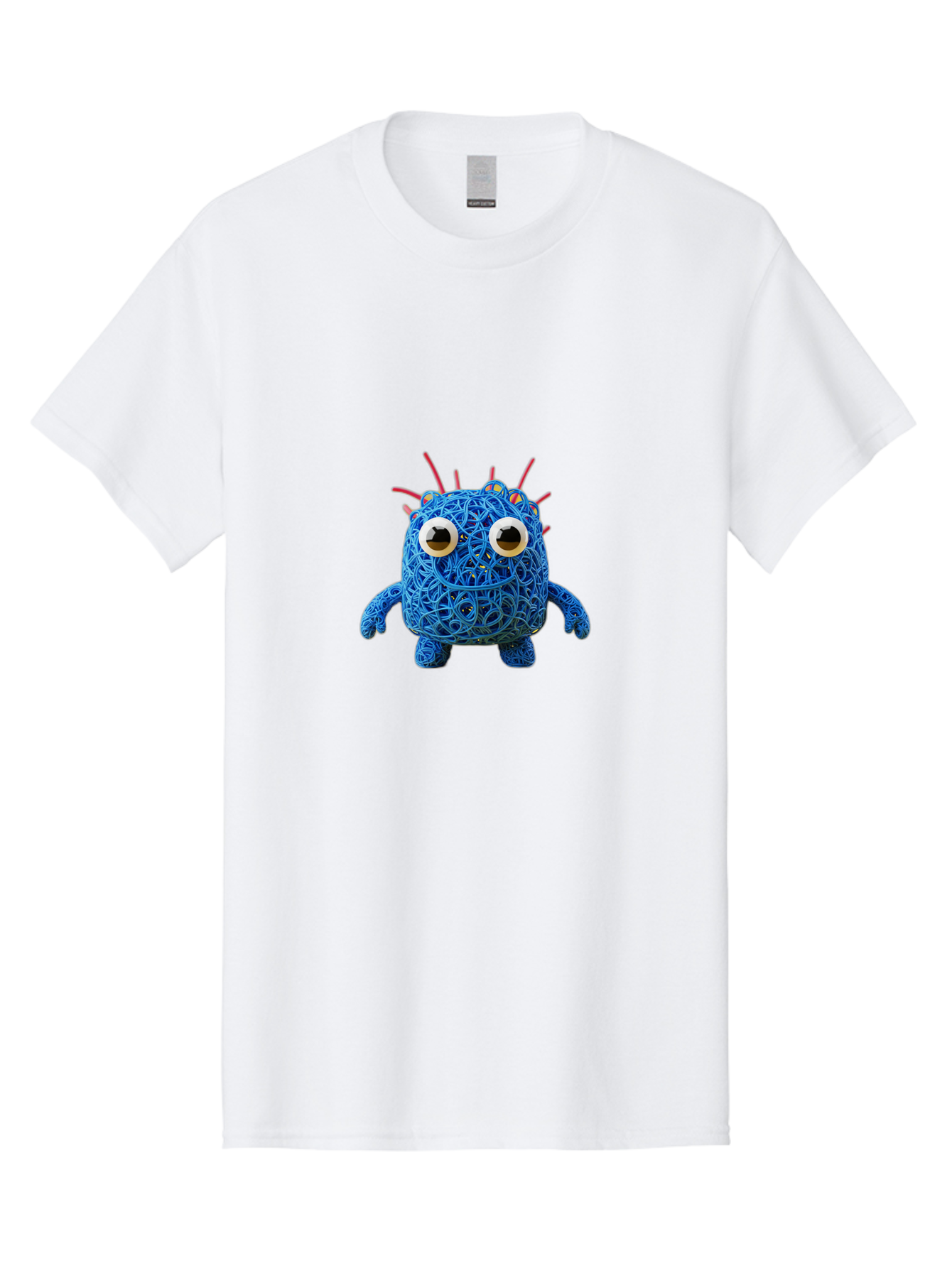 Blue-Germ Men'S Graphic Tee, 100% Cotton, Comfortable Casual Summer Wear, Machine Washable, Blue Virus Character, Cartoon Virus, Quirky Design, Oversized Eyes, Comical Creature, Abstract Virus Representation, Funny Art, Playful Germ Baa174 25