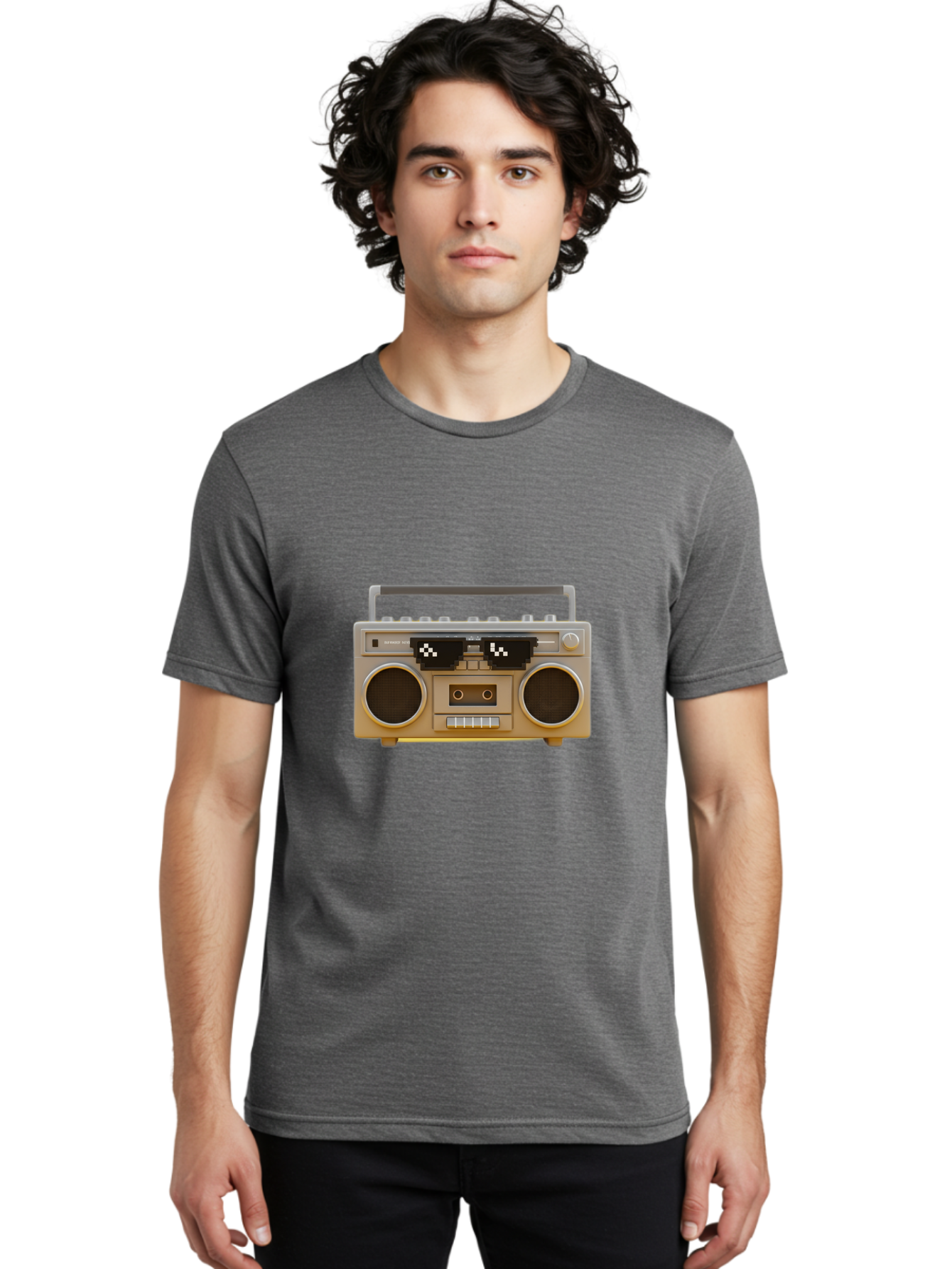 Boombox-2 Men'S Graphic Tee, 100% Cotton, Comfortable Casual Summer Wear, Machine Washable, Retro Boombox, Cassette Player, 80S Music, Vintage Electronics, Portable Music Player, Nostalgic Tech, Pixel Art, Cassette Tape Baa183 30