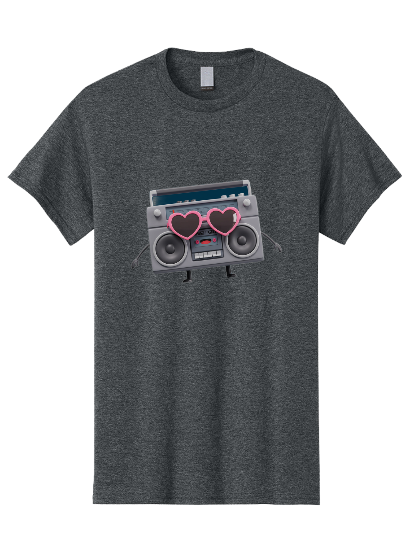 Boombox-Character-1 Men'S Graphic Tee, 100% Cotton, Comfortable Casual Summer Wear, Machine Washable, Cartoon Boombox, Retro Audio Equipment, Heart-Shaped Sunglasses, Funky Character Design, Anthropomorphic Boombox, Nostalgic Music Player, Baa188 11