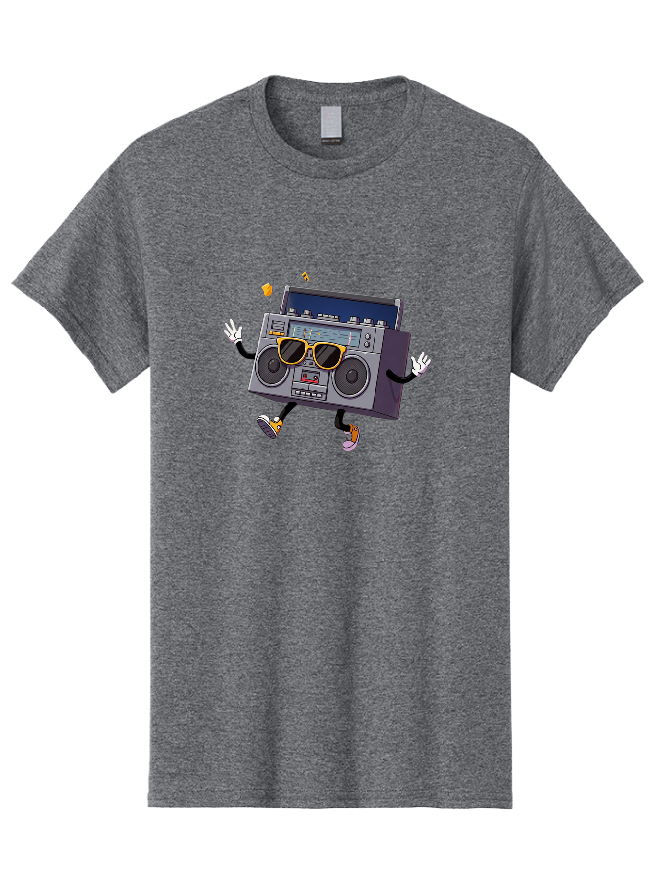 Boombox-Character-2 Men'S Graphic Tee, 100% Cotton, Comfortable Casual Summer Wear, Machine Washable, Vintage Boombox, Retro Style, Cool Shades, Funky Attitude, Dj Vibes, Music Beats, Cassette Player, Nostalgic Feel, Fun Graphics, Baa189 7