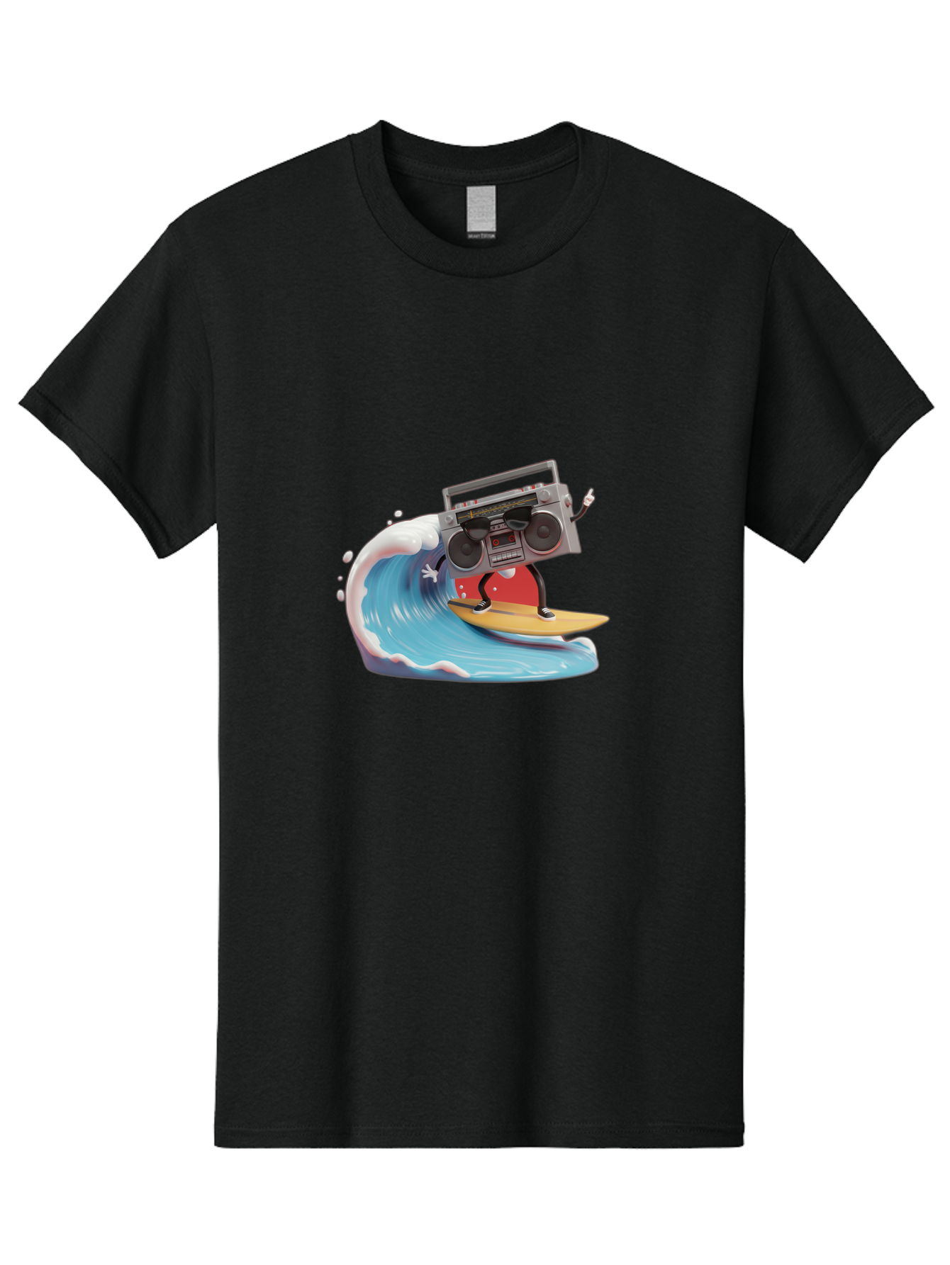 Boombox-Surfing-Wave Men'S Graphic Tee, 100% Cotton, Comfortable Casual Summer Wear, Machine Washable, Boomer Boombox Surfing, Retro Boombox, Surfing Wave, Beach Vibes, Retro Radio, Fun Summer Activity, Cool Surfboard, Radical Wave, Baa194 3