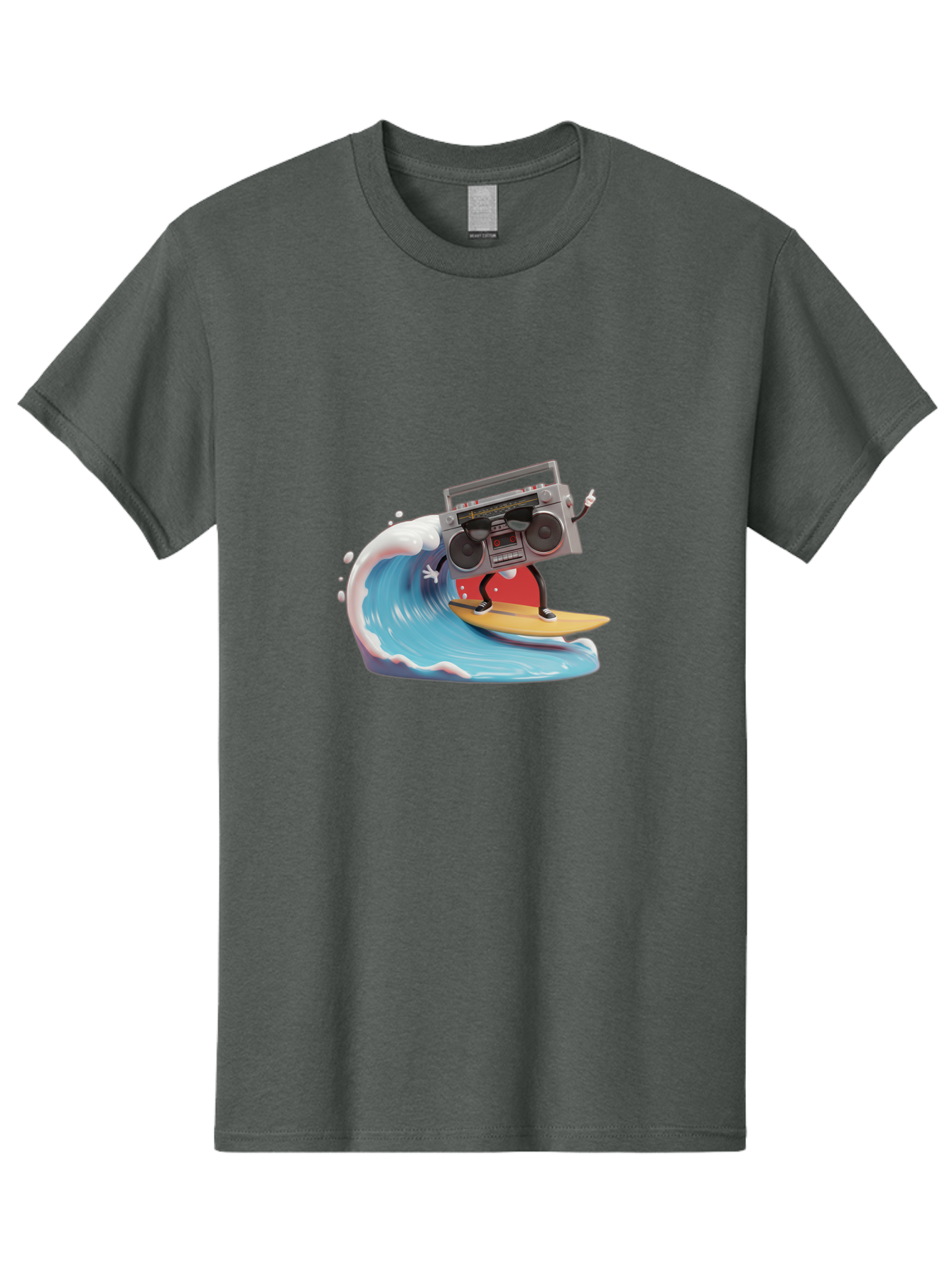 Boombox-Surfing-Wave Men'S Graphic Tee, 100% Cotton, Comfortable Casual Summer Wear, Machine Washable, Boomer Boombox Surfing, Retro Boombox, Surfing Wave, Beach Vibes, Retro Radio, Fun Summer Activity, Cool Surfboard, Radical Wave, Baa194 7