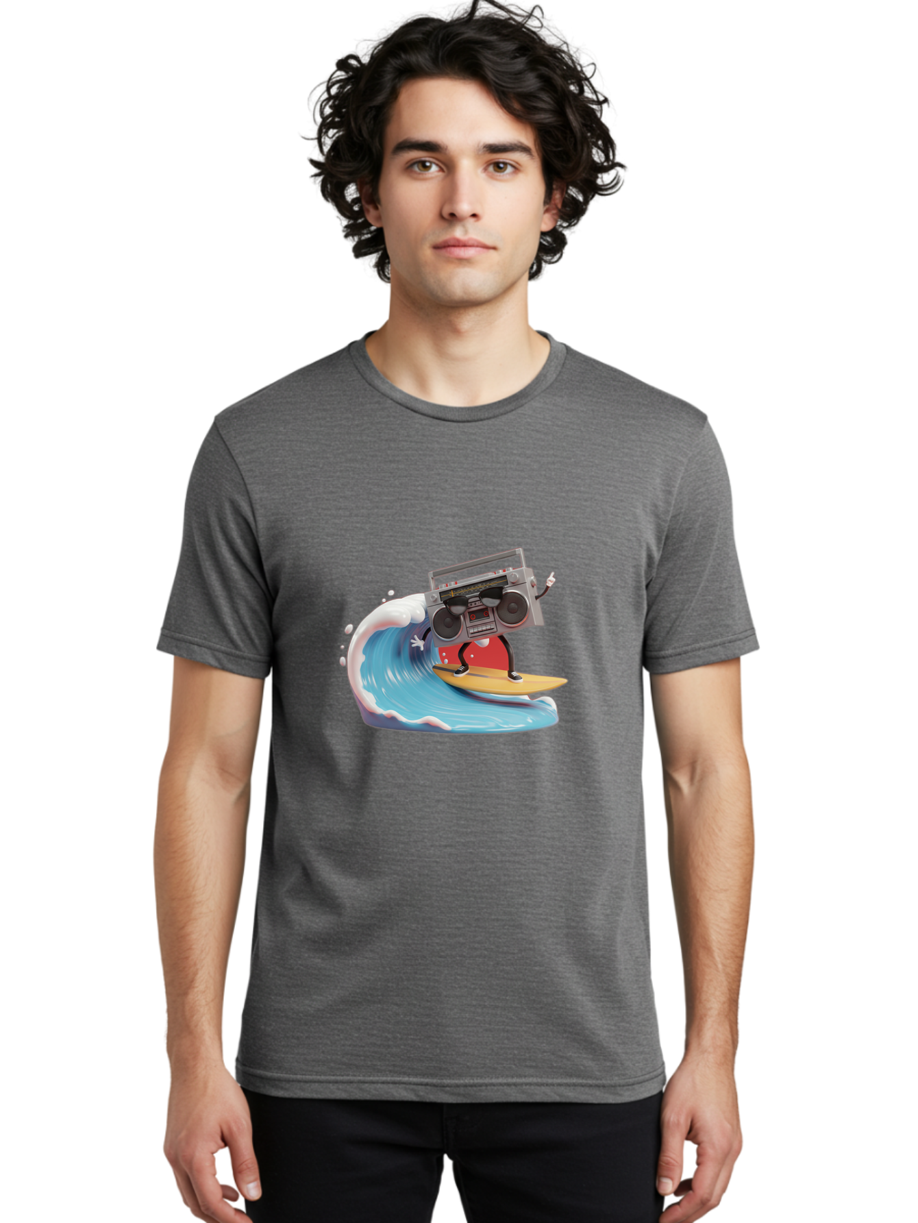 Boombox-Surfing-Wave Men'S Graphic Tee, 100% Cotton, Comfortable Casual Summer Wear, Machine Washable, Boomer Boombox Surfing, Retro Boombox, Surfing Wave, Beach Vibes, Retro Radio, Fun Summer Activity, Cool Surfboard, Radical Wave, Baa194 22