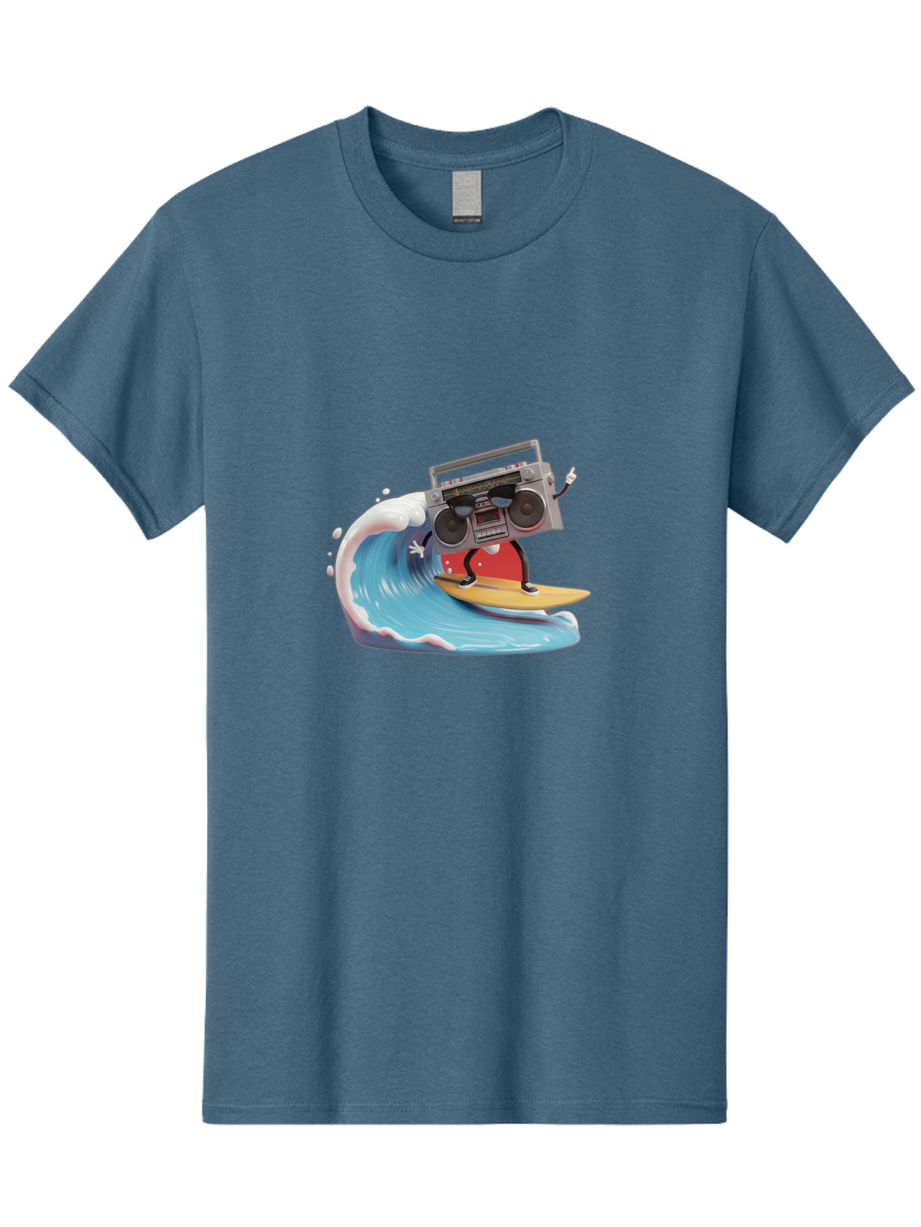 Boombox-Surfing-Wave Men'S Graphic Tee, 100% Cotton, Comfortable Casual Summer Wear, Machine Washable, Boomer Boombox Surfing, Retro Boombox, Surfing Wave, Beach Vibes, Retro Radio, Fun Summer Activity, Cool Surfboard, Radical Wave, Baa194 1