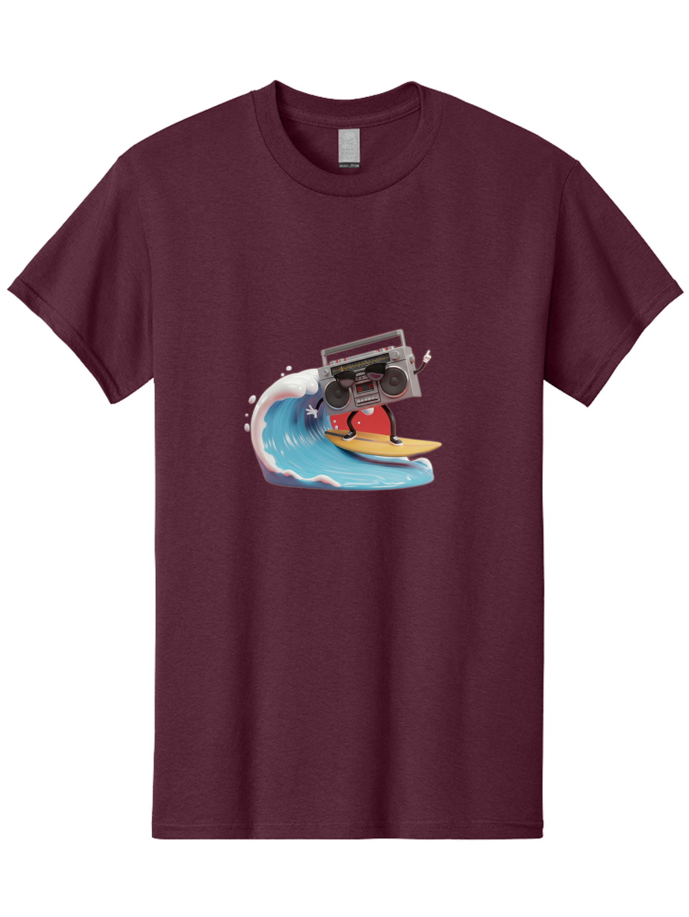 Boombox-Surfing-Wave Men'S Graphic Tee, 100% Cotton, Comfortable Casual Summer Wear, Machine Washable, Boomer Boombox Surfing, Retro Boombox, Surfing Wave, Beach Vibes, Retro Radio, Fun Summer Activity, Cool Surfboard, Radical Wave, Baa194 11