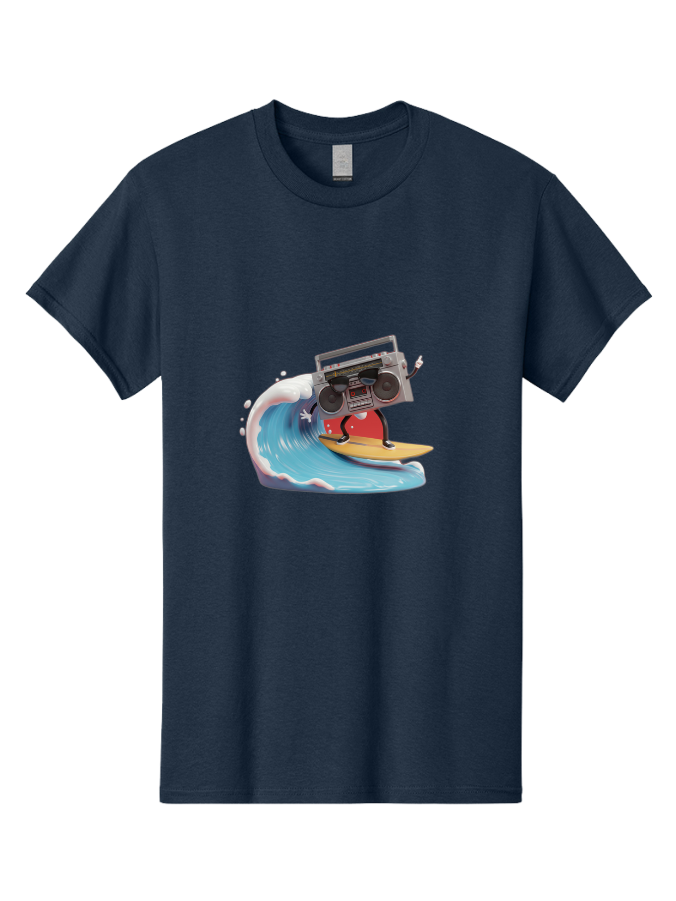 Boombox-Surfing-Wave Men'S Graphic Tee, 100% Cotton, Comfortable Casual Summer Wear, Machine Washable, Boomer Boombox Surfing, Retro Boombox, Surfing Wave, Beach Vibes, Retro Radio, Fun Summer Activity, Cool Surfboard, Radical Wave, Baa194 19