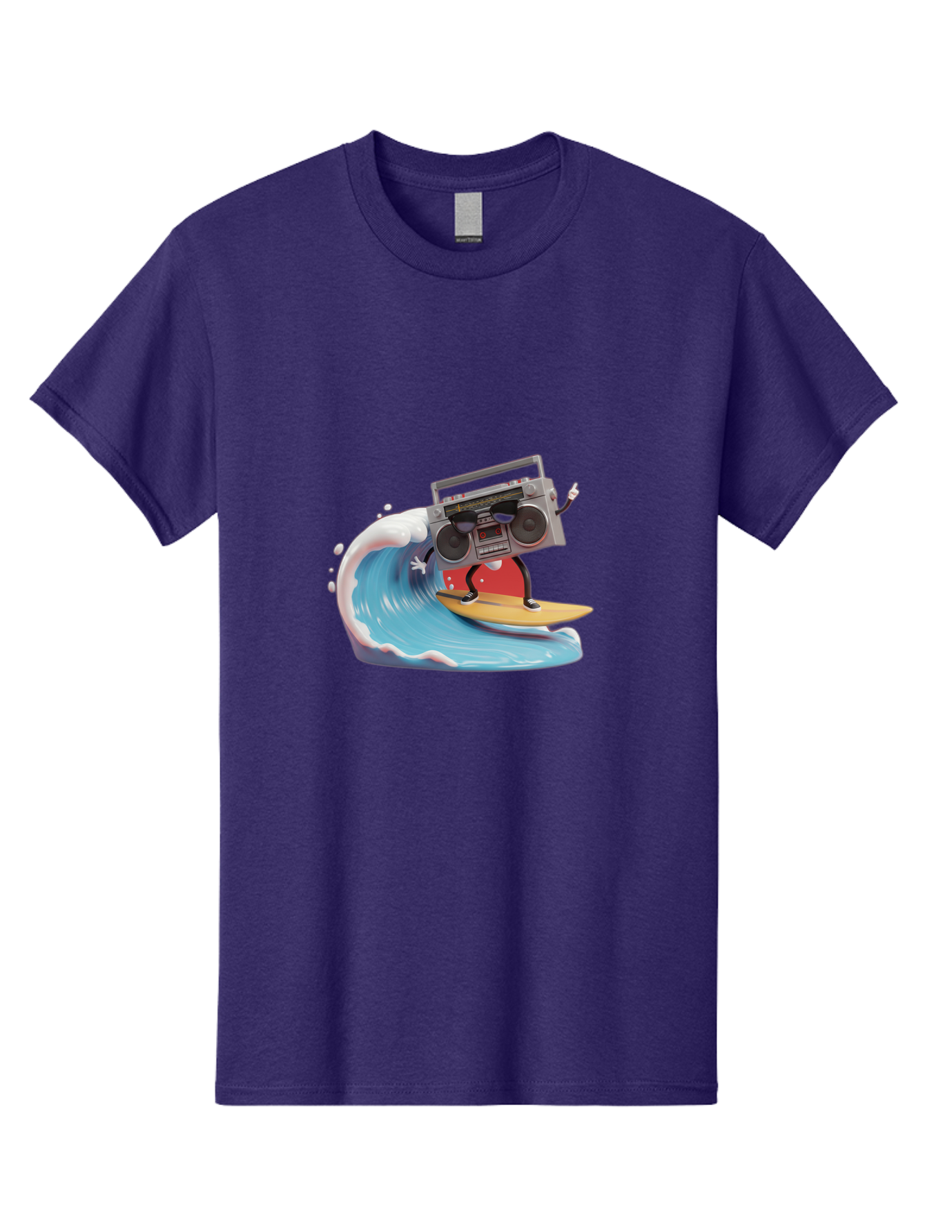 Boombox-Surfing-Wave Men'S Graphic Tee, 100% Cotton, Comfortable Casual Summer Wear, Machine Washable, Boomer Boombox Surfing, Retro Boombox, Surfing Wave, Beach Vibes, Retro Radio, Fun Summer Activity, Cool Surfboard, Radical Wave, Baa194 15