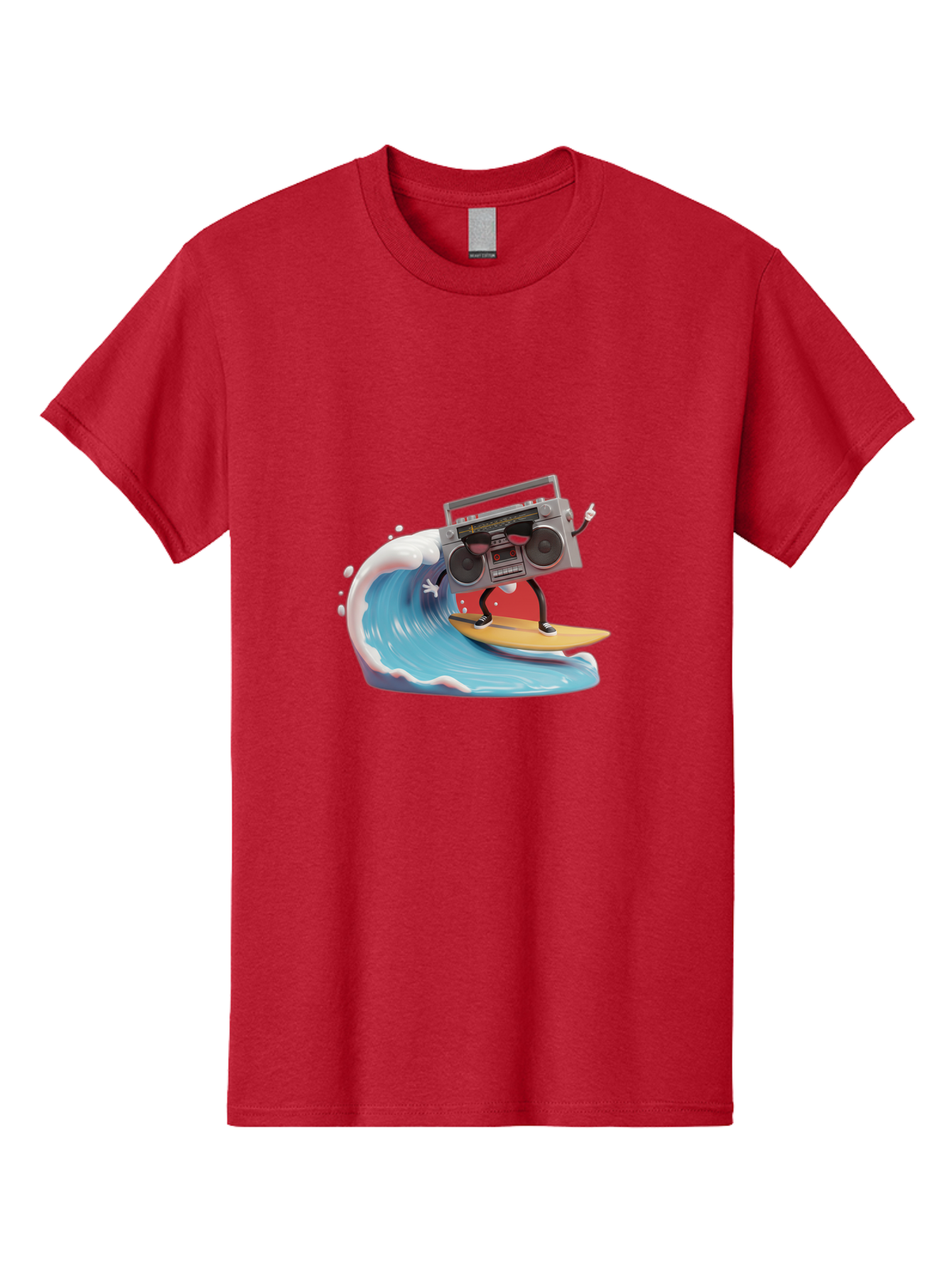 Boombox-Surfing-Wave Men'S Graphic Tee, 100% Cotton, Comfortable Casual Summer Wear, Machine Washable, Boomer Boombox Surfing, Retro Boombox, Surfing Wave, Beach Vibes, Retro Radio, Fun Summer Activity, Cool Surfboard, Radical Wave, Baa194 5