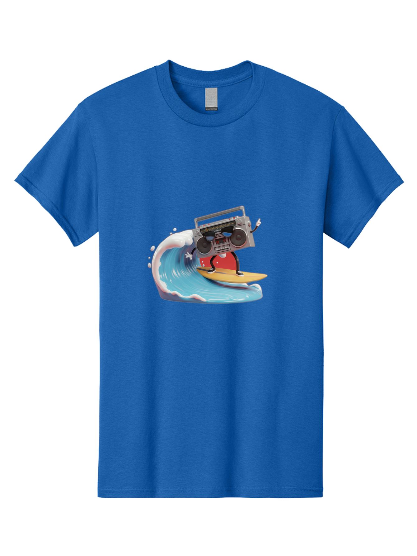 Boombox-Surfing-Wave Men'S Graphic Tee, 100% Cotton, Comfortable Casual Summer Wear, Machine Washable, Boomer Boombox Surfing, Retro Boombox, Surfing Wave, Beach Vibes, Retro Radio, Fun Summer Activity, Cool Surfboard, Radical Wave, Baa194 25