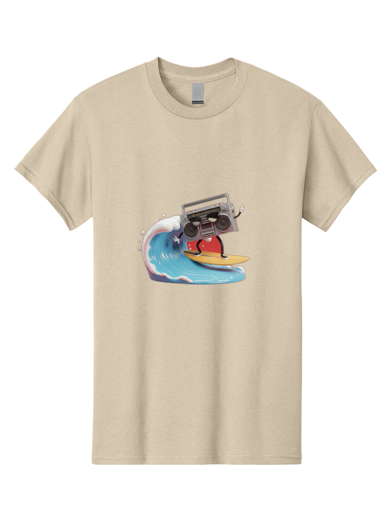 Boombox-Surfing-Wave Men'S Graphic Tee, 100% Cotton, Comfortable Casual Summer Wear, Machine Washable, Boomer Boombox Surfing, Retro Boombox, Surfing Wave, Beach Vibes, Retro Radio, Fun Summer Activity, Cool Surfboard, Radical Wave, Baa194 17