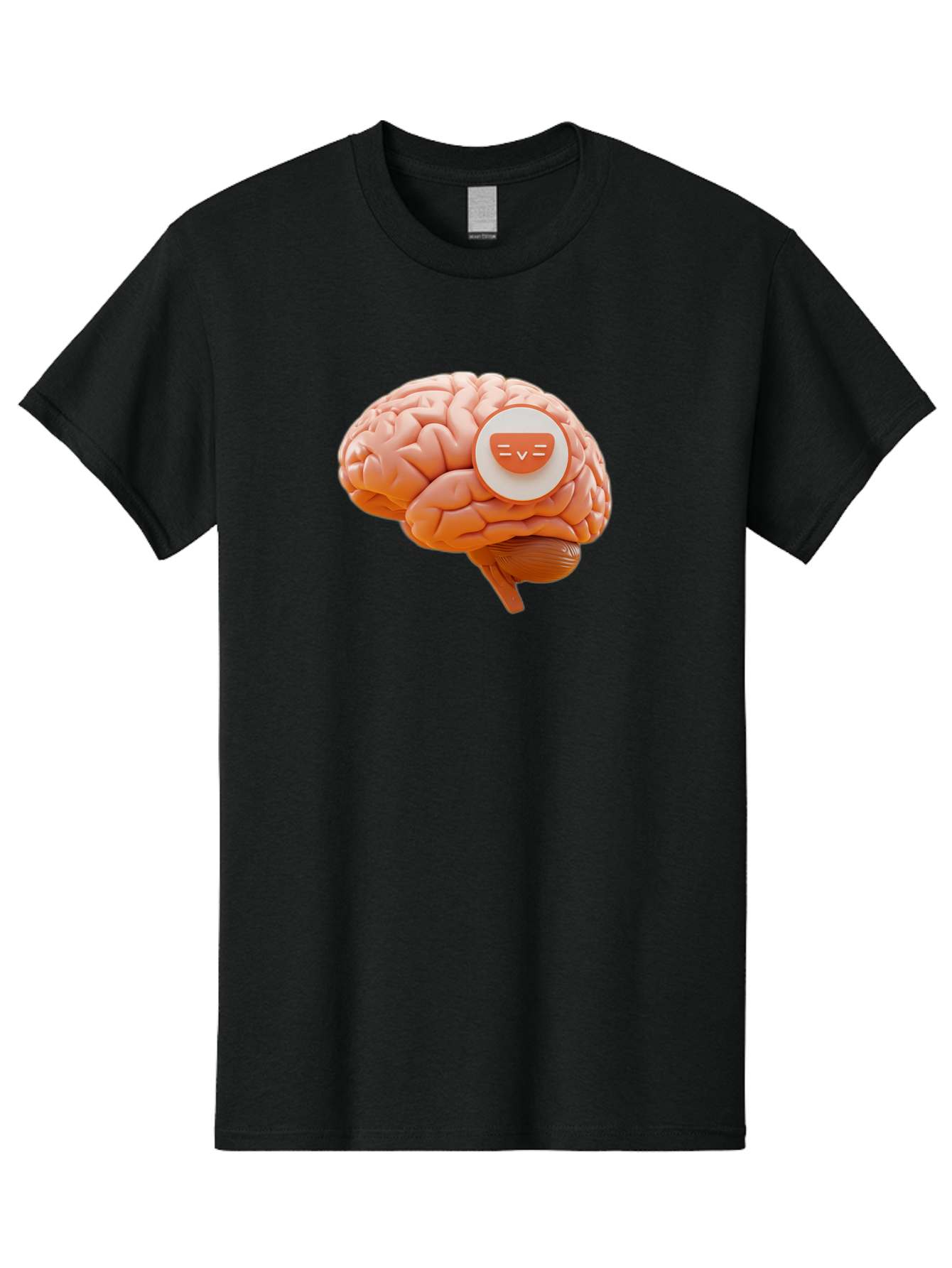 Brain-With-Emoji Men'S Graphic Tee, 100% Cotton, Comfortable Casual Summer Wear, Machine Washable, Human Brain, Smiley Face, Emoticon, Facial Expression, Happiness, 3D Rendering, Digital Art, Creative Design, Brain Illustration, Cute Character Baa214 5