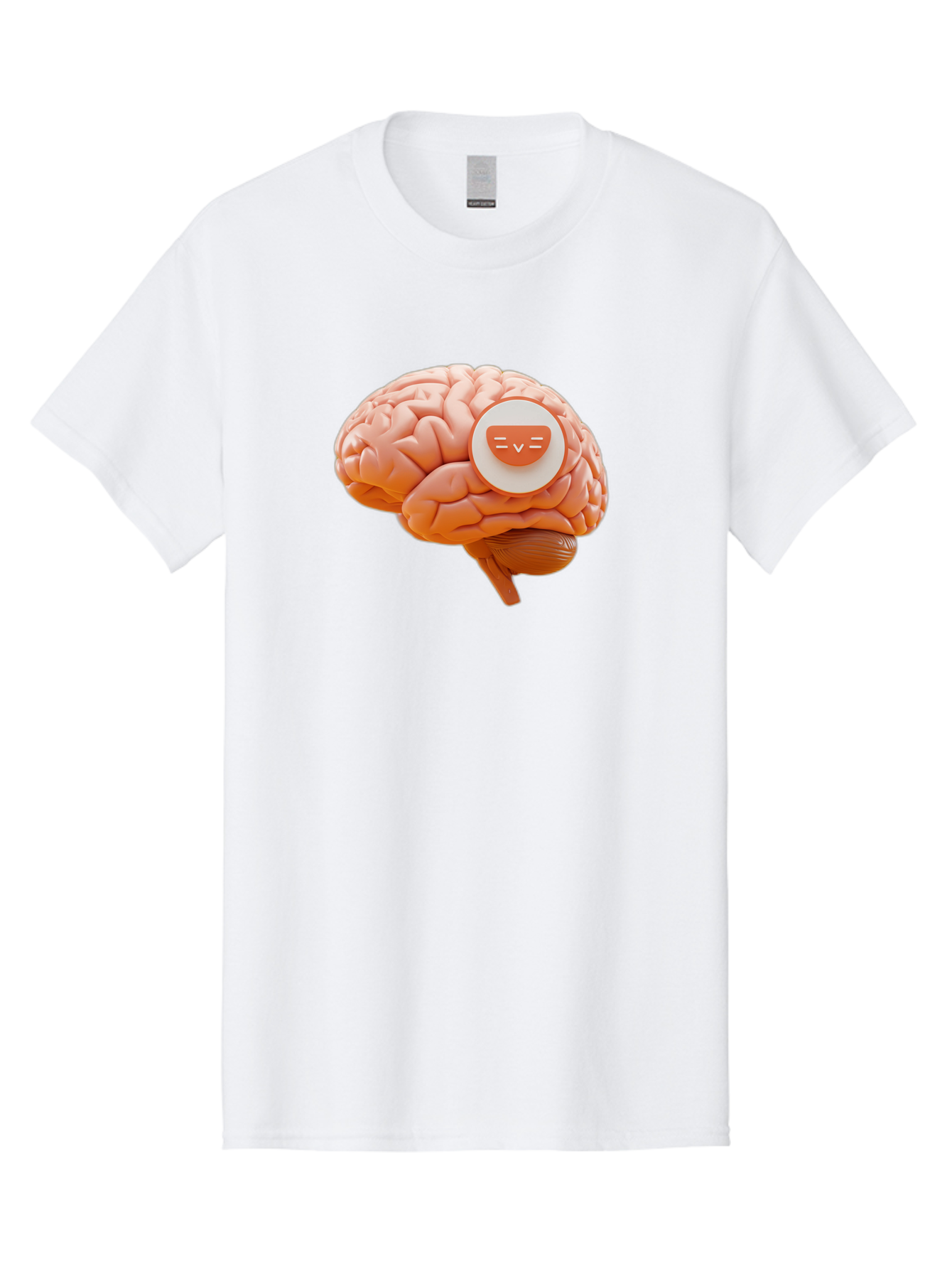 Brain-With-Emoji Men'S Graphic Tee, 100% Cotton, Comfortable Casual Summer Wear, Machine Washable, Human Brain, Smiley Face, Emoticon, Facial Expression, Happiness, 3D Rendering, Digital Art, Creative Design, Brain Illustration, Cute Character Baa214 1