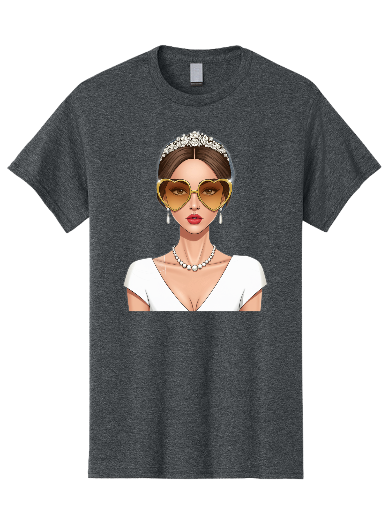 Bride Men'S Graphic Tee, 100% Cotton, Comfortable Casual Summer Wear, Machine Washable, Bride Avatar, White Wedding Dress, Heart-Shaped Sunglasses, Pearl Necklace, Elegant Attire, Glamorous Accessories, Fashionable Design, Luxury Style, Baa234 11