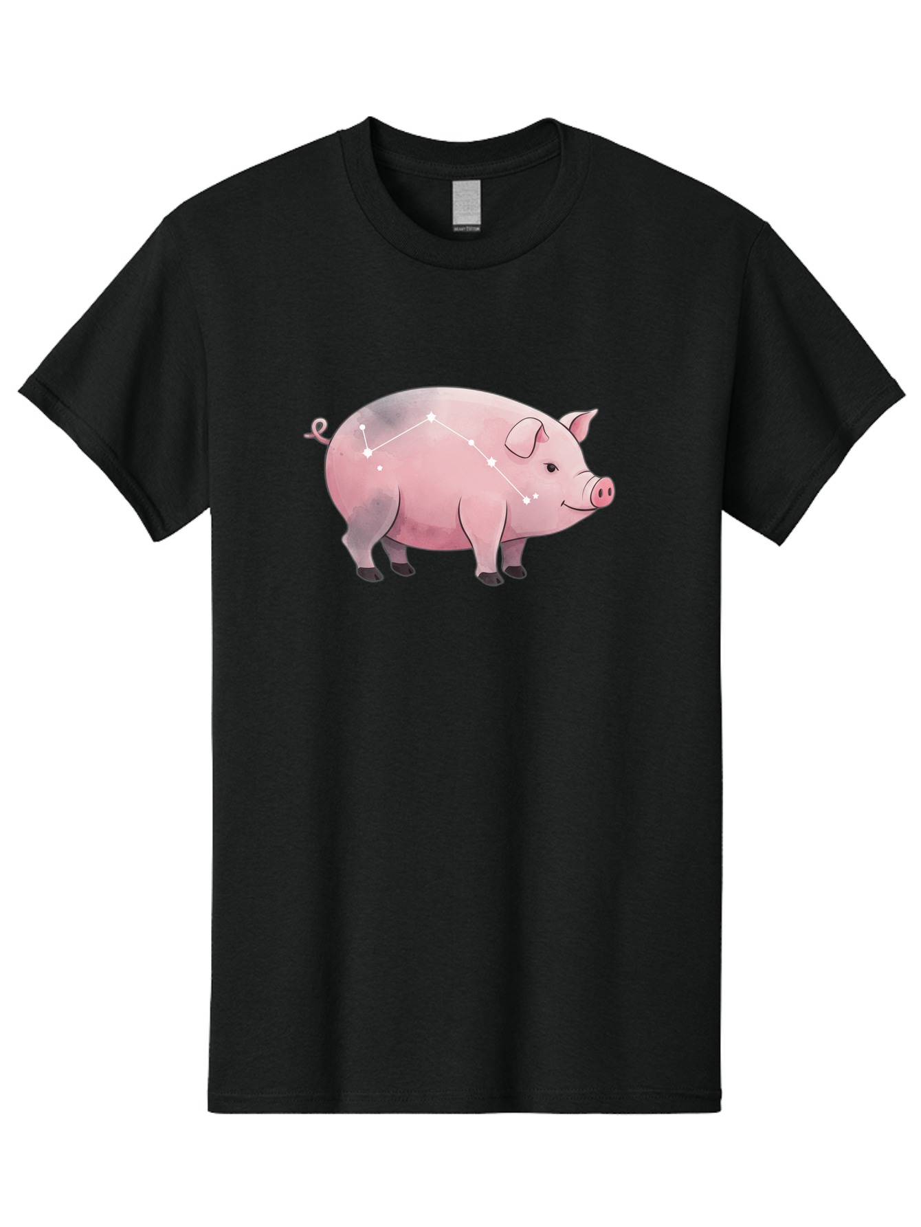 Cancer Men'S Graphic Tee, 100% Cotton, Comfortable Casual Summer Wear, Machine Washable, Cartoon Pig, Zodiac Sign, Astrology Symbol, Constellation Pattern, Cute Animal Illustration, Starry Design, Funny Pig Graphics Baa249 23