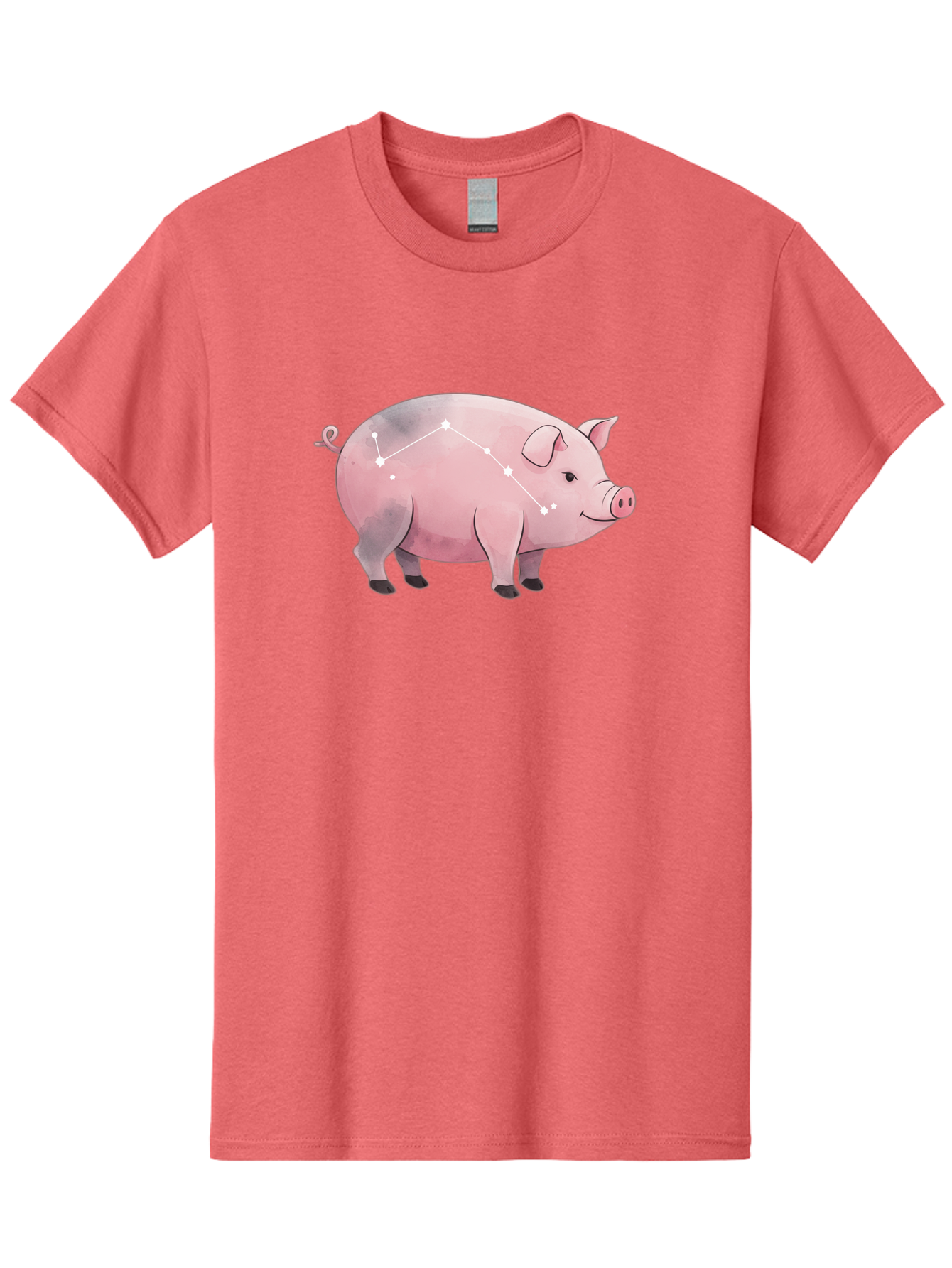 Cancer Men'S Graphic Tee, 100% Cotton, Comfortable Casual Summer Wear, Machine Washable, Cartoon Pig, Zodiac Sign, Astrology Symbol, Constellation Pattern, Cute Animal Illustration, Starry Design, Funny Pig Graphics Baa249 5