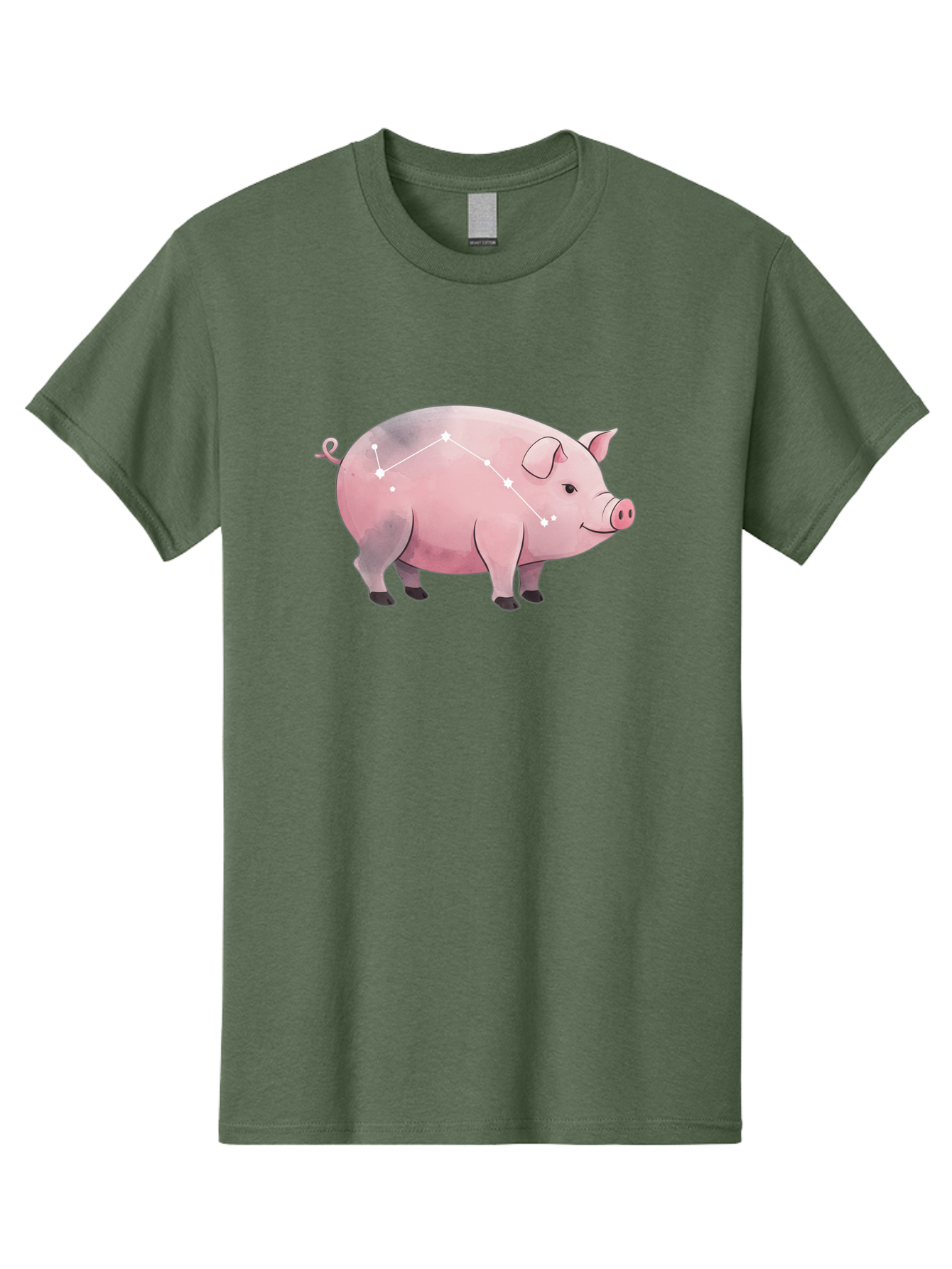 Cancer Men'S Graphic Tee, 100% Cotton, Comfortable Casual Summer Wear, Machine Washable, Cartoon Pig, Zodiac Sign, Astrology Symbol, Constellation Pattern, Cute Animal Illustration, Starry Design, Funny Pig Graphics Baa249 11