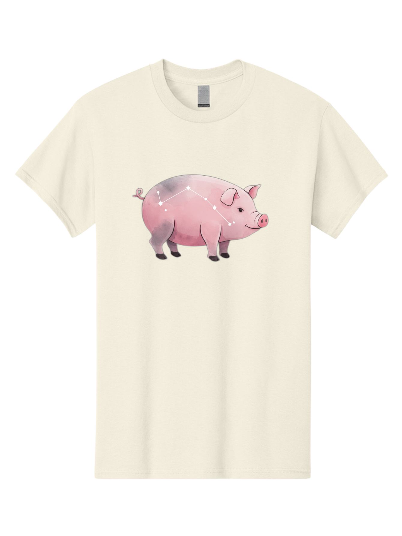 Cancer Men'S Graphic Tee, 100% Cotton, Comfortable Casual Summer Wear, Machine Washable, Cartoon Pig, Zodiac Sign, Astrology Symbol, Constellation Pattern, Cute Animal Illustration, Starry Design, Funny Pig Graphics Baa249 9